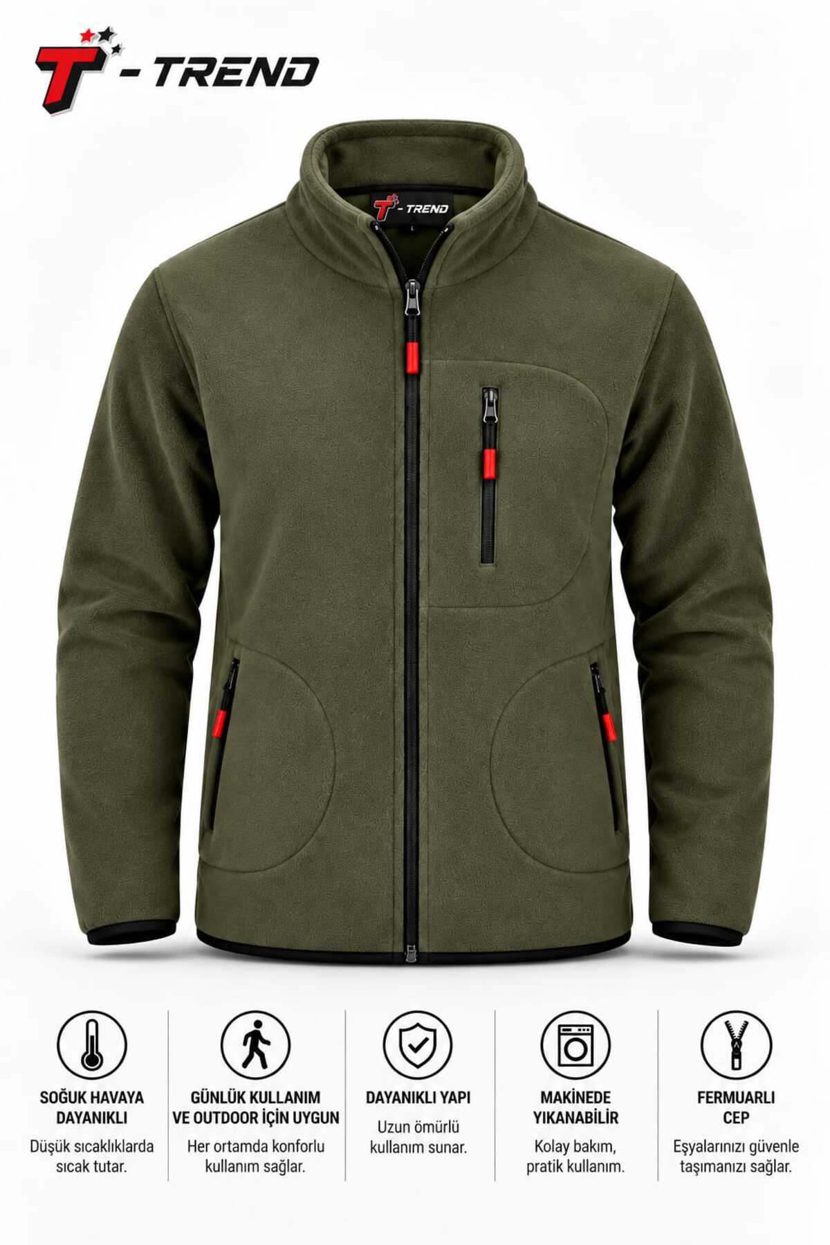 T.trend POLAR CEKET İKİLİ SET LACİVERT HAKİ REGULAR KALIP ERKEK/UNİSEX görsel 5