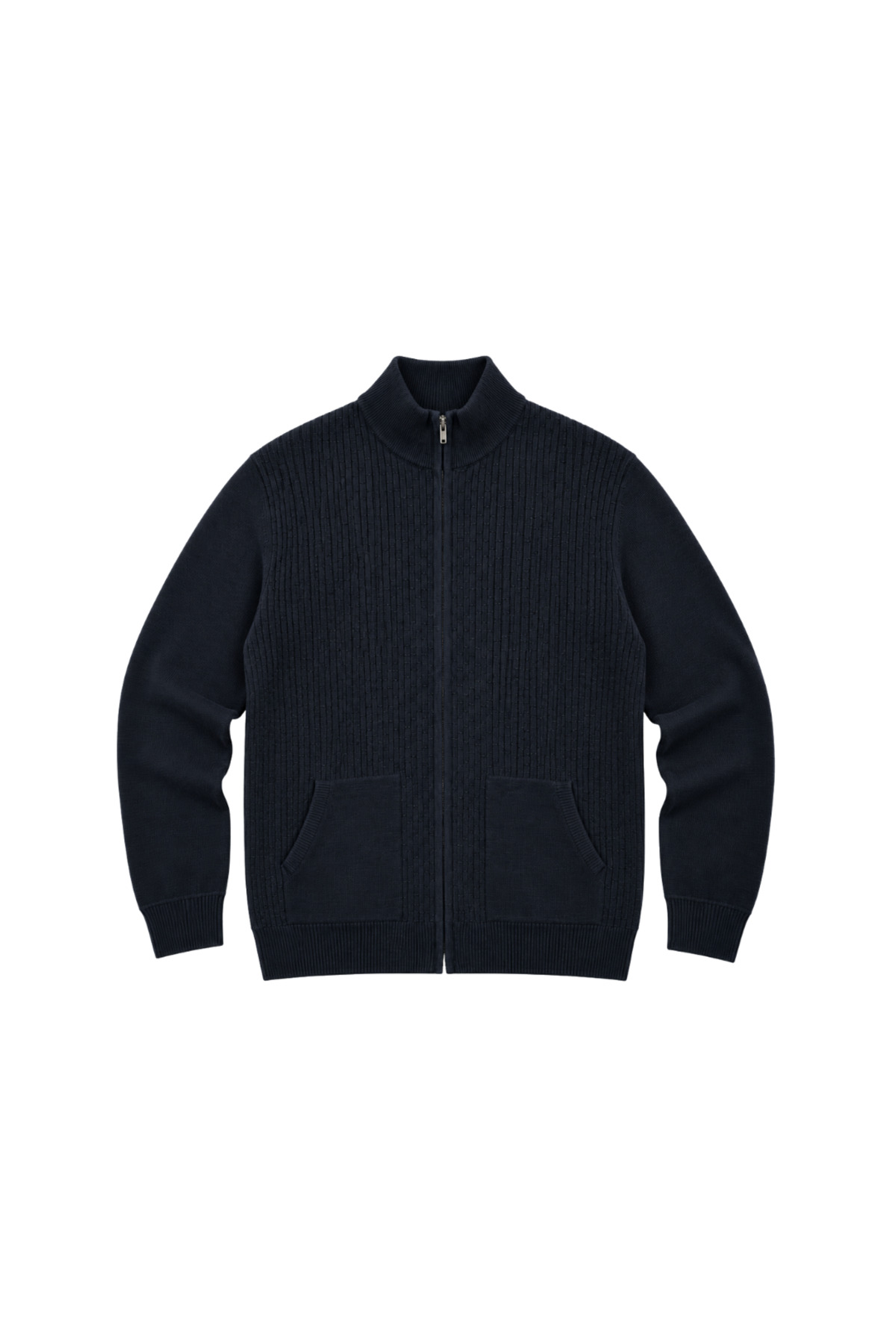 BattalModa Erkek Büyük Beden Lacivert Dikey Örgü Cepli Triko Hırka 3XL-4XL-5XL-6XL görsel 4