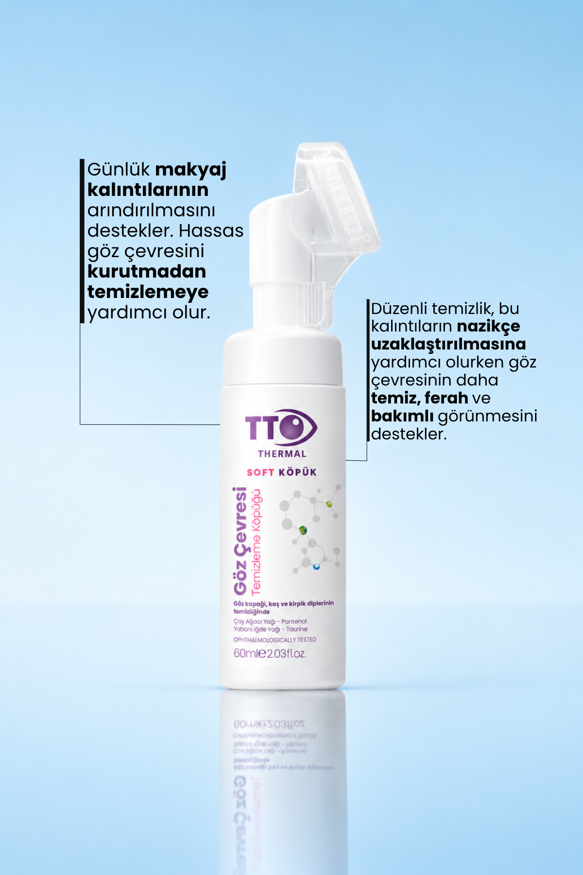 Göz Çevresi Temizleme Köpüğü 60 ml Aplikatörlü Soft — 8684576003430 — تصویر 4 از 9