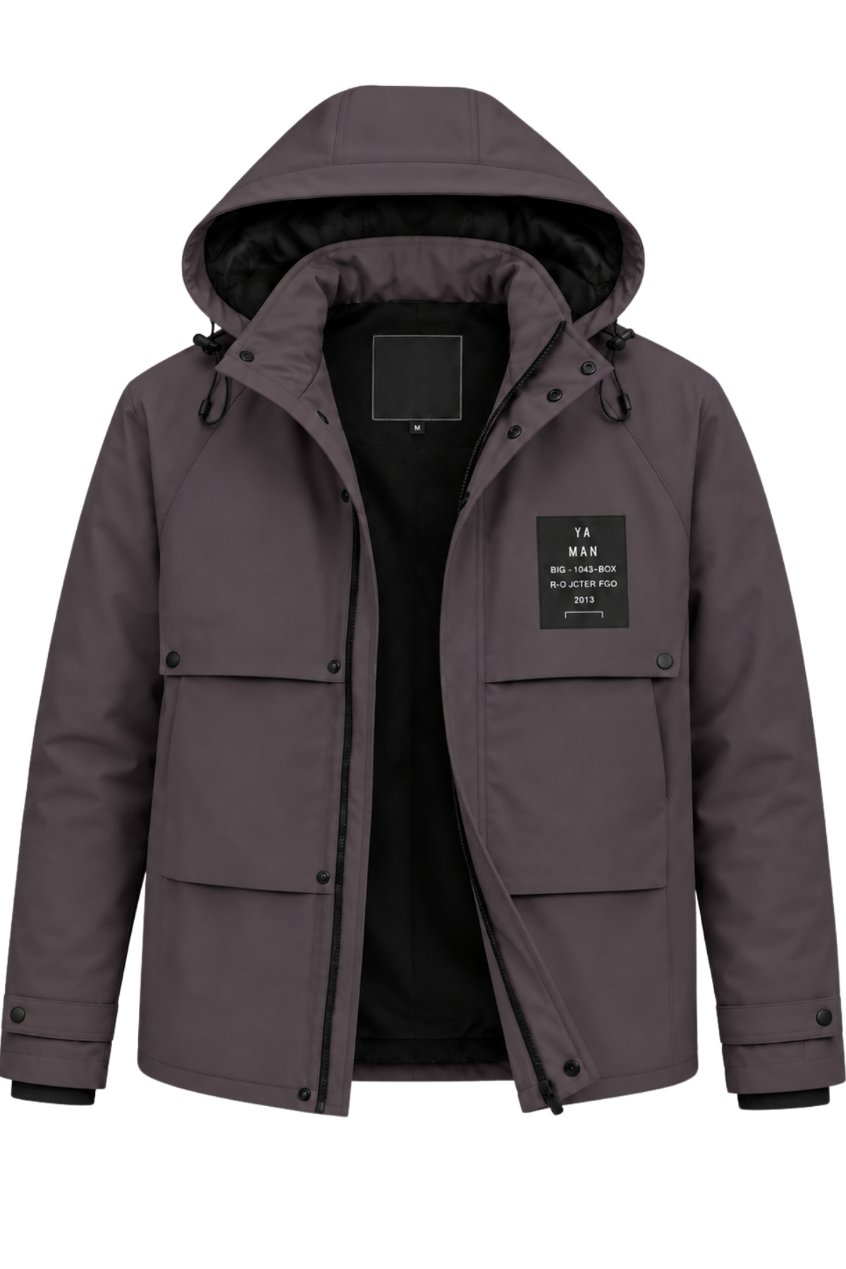 Erkek Siyah Kapüşonlu Kışlık Mont Suya Dayanıklı Çok Cepli Outdoor Mont & Kaban - Gri
