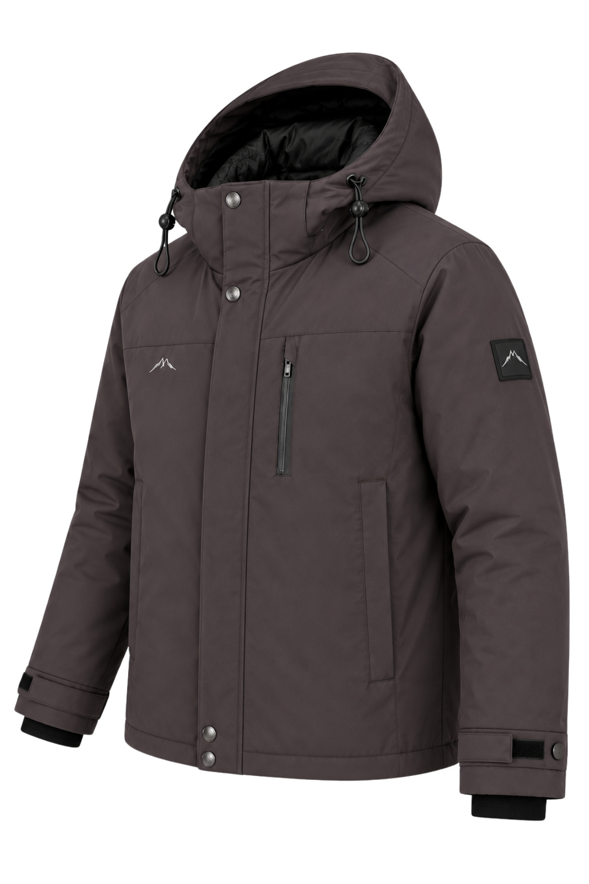 Erkek Gri Kapüşonlu Kışlık Softshell Suya Dayanıklı Fermuarlı Cepli Outdoor Mont görsel 3