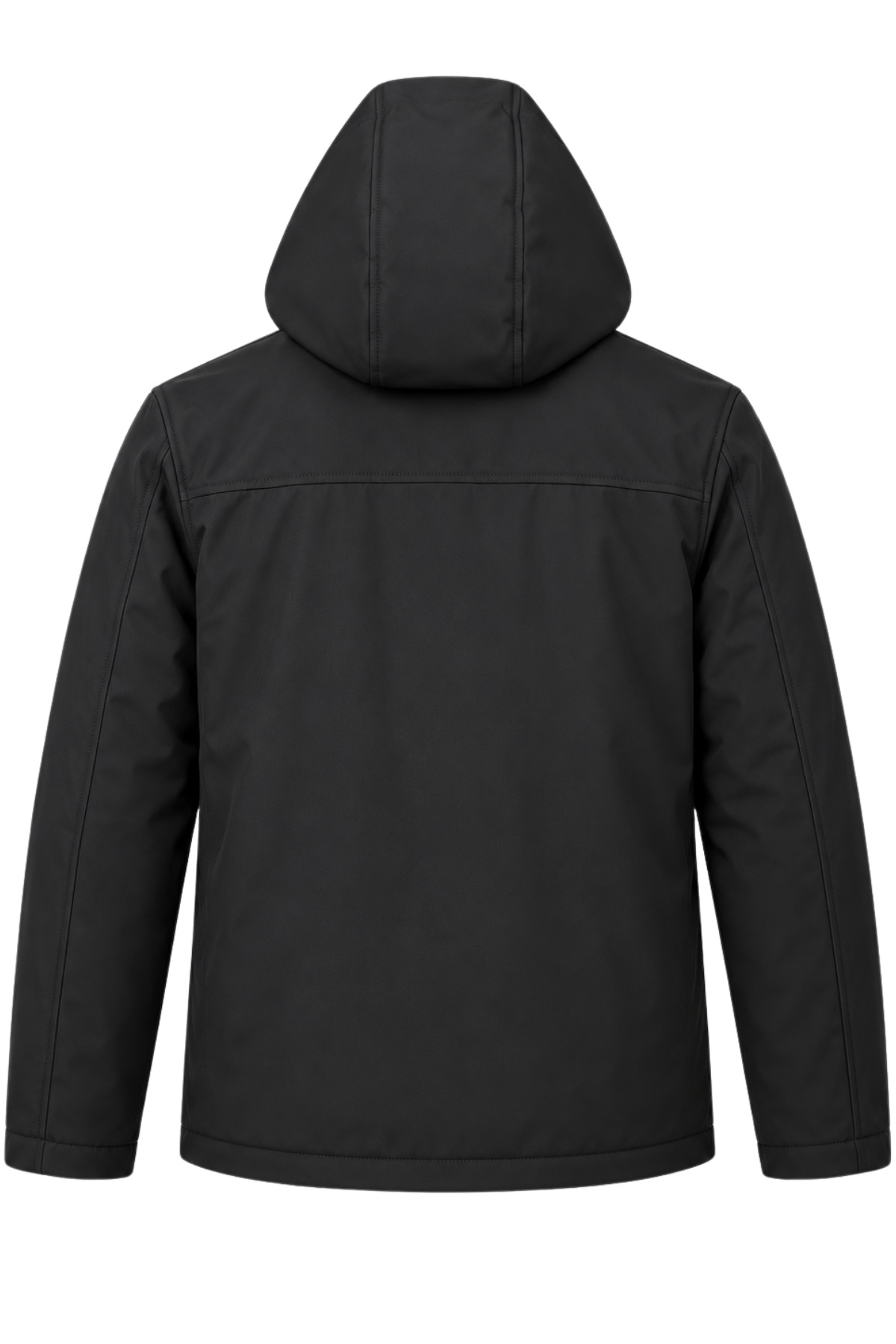 Erkek Kapüşonlu Softshell Mont Su Geçirmez Fermuarlı Cepli Mevsimlik Mont — مشکی CVPSVS58 — تصویر 5 از 5