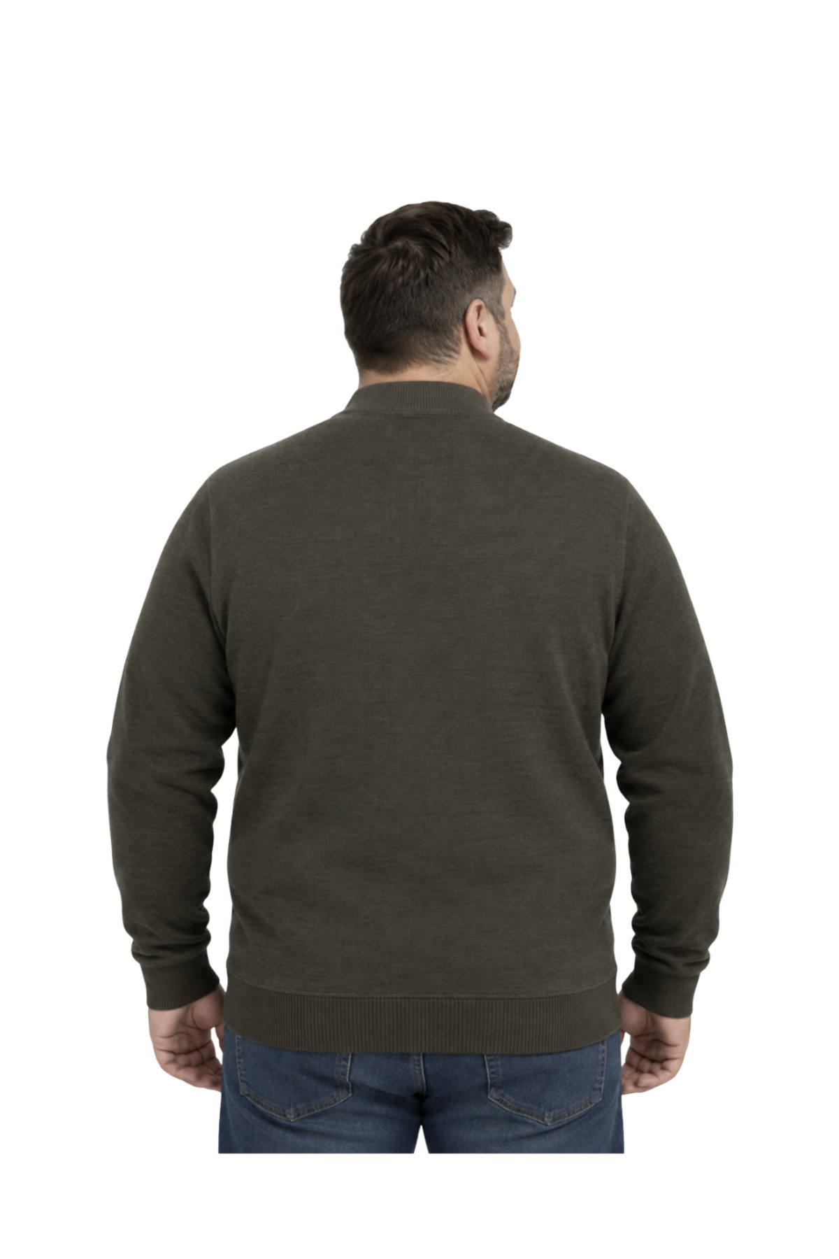 BattalModa Erkek Büyük Beden Koyu Vizon Vento Cepli Triko Hırka 3XL-4XL-5XL-6XL görsel 3