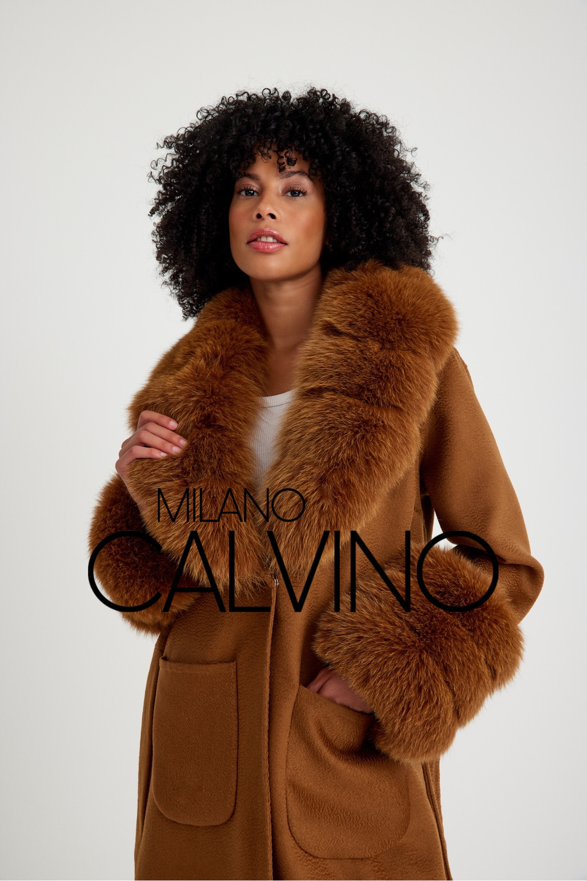 Milano Calvino Kürklü Fransız Kaşmiri Kaban görsel 6
