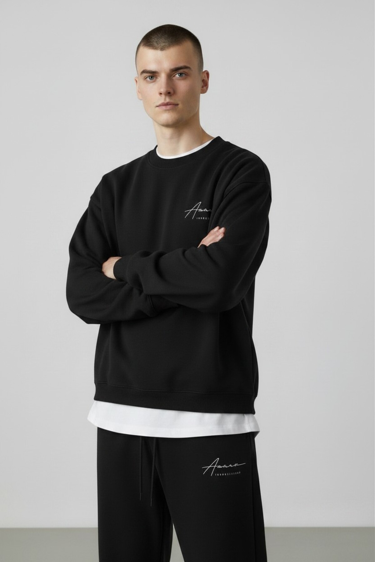 Erkek Siyah Aurum Yazı Baskılı 3 İplik Eşofman Takımı — مشکی AURUMBASKILIEŞOFMANTAKIM — تصویر 2 از 3