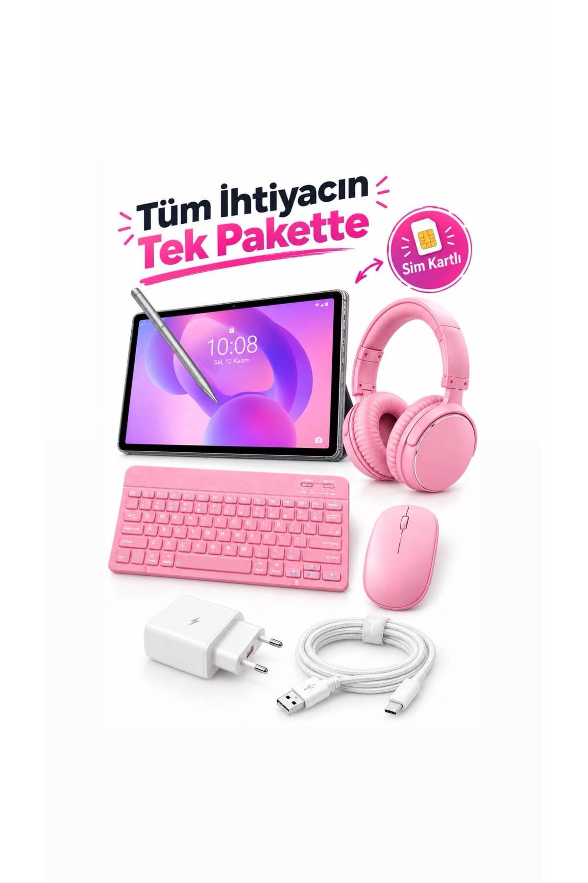 LENOVO Idea Tab 8 GB 128 GB 11" 2.5K SİM KARTLI TABLET+KILIF+KALEM+BAŞLIK+KLAVYE+MOUSE+KULAKLIK Türkiye Garantili