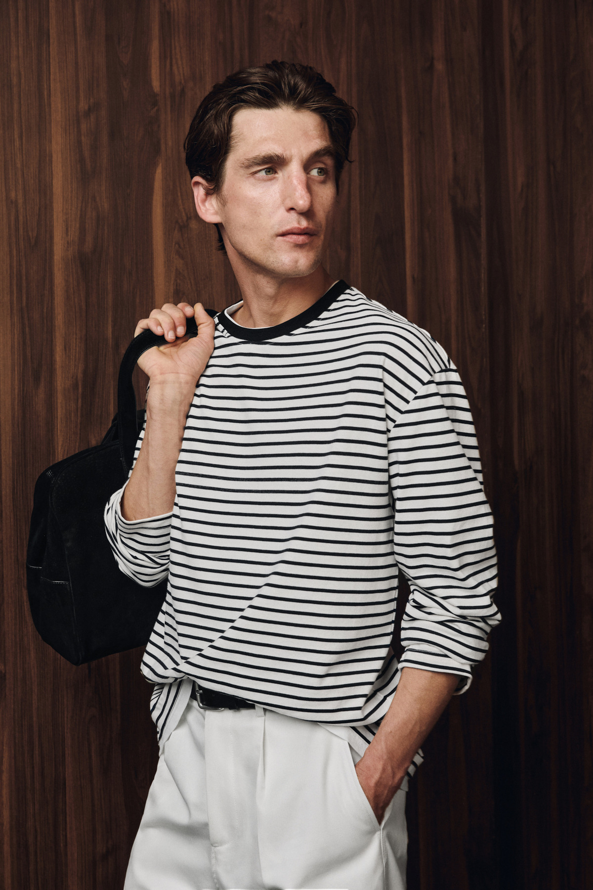 GRIMELANGE NOX Erkek Yaka Ve Etek Uçları Kontrast Detaylı Siyah - Beyaz T-Shirt