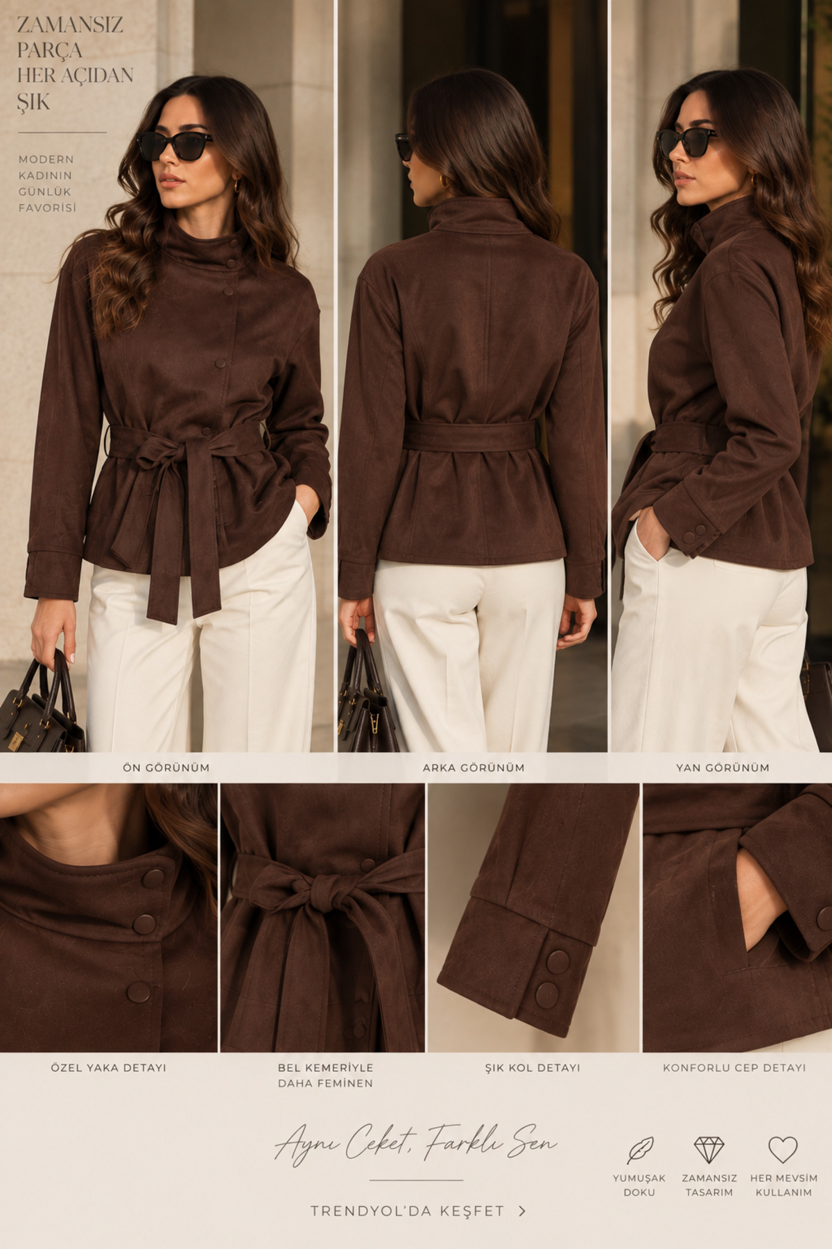 MAİSON LEVORA Chocolate Suede Jacket görsel 4