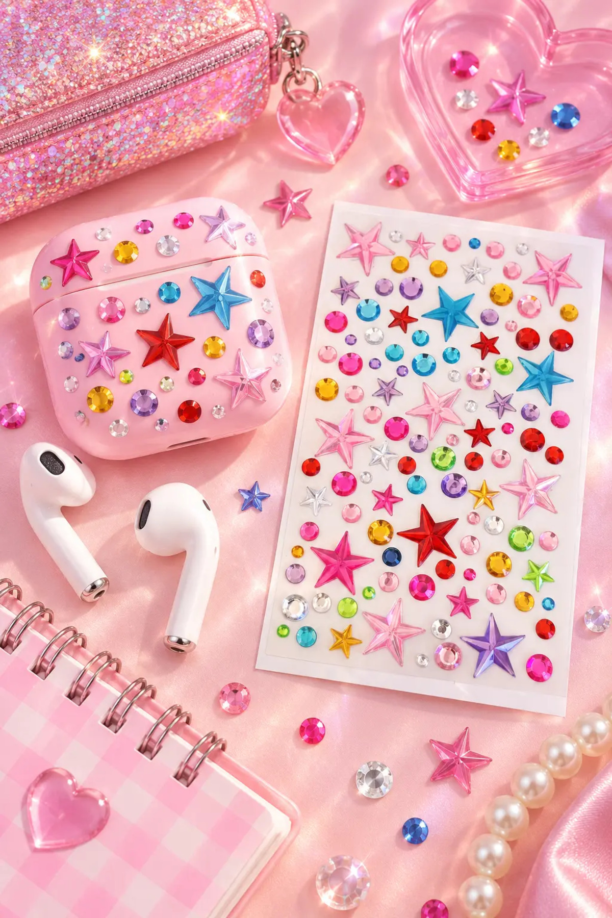 PRVT Rhinestone Yıldız Figürlü Yapışkanlı Taş Sticker Saç, Yüz, Tırnak Ve Süs Taşı Yılbaşı Dekor görsel 2