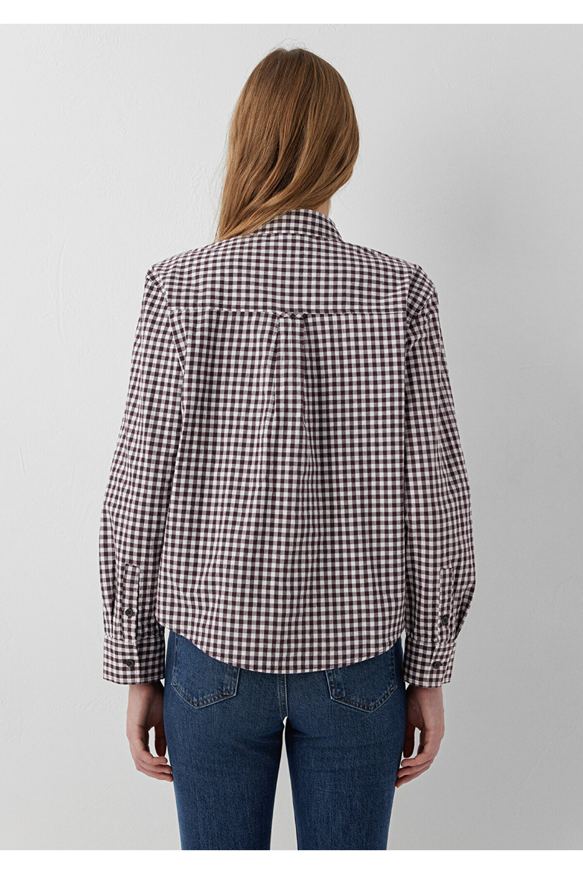 Kareli Kahverengi Gömlek Loose Fit / Bol Rahat Kesim 1211590-91665 — قهوه‌ای — تصویر 5 از 7