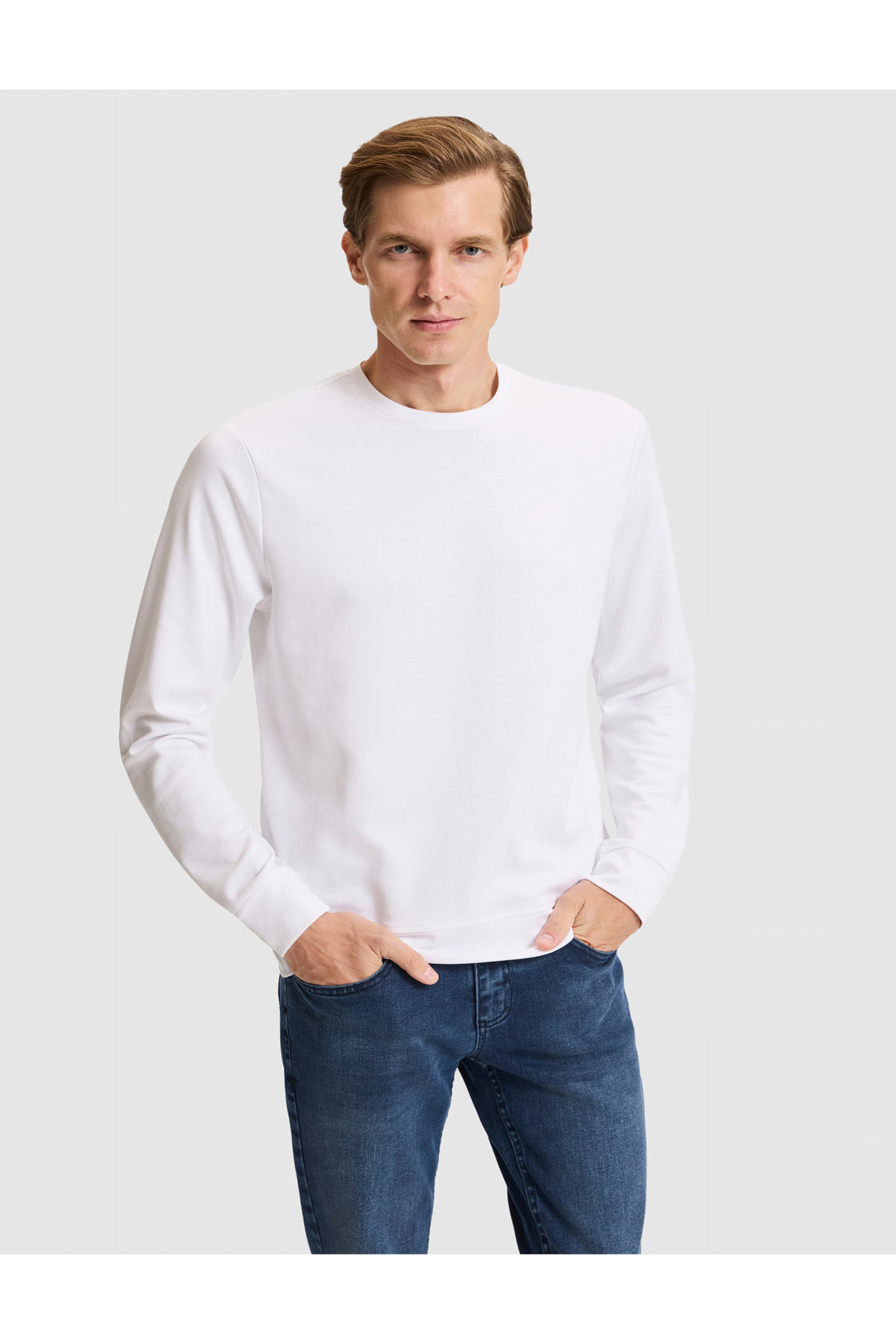 سویشرت نخی ساده Ecru مدل 50331623-VR019 پیر کاردین سویشرت Pierre Cardin