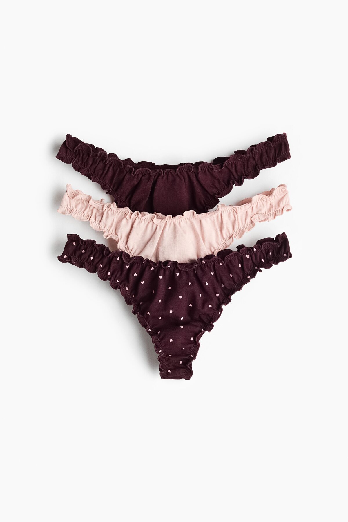 H&M 3’lü Overlok Detaylı Thong Külot