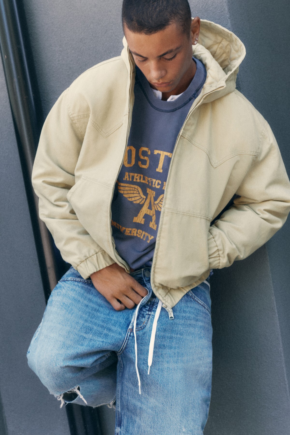 Pull & Bear Kapüşonlu bomber ceket