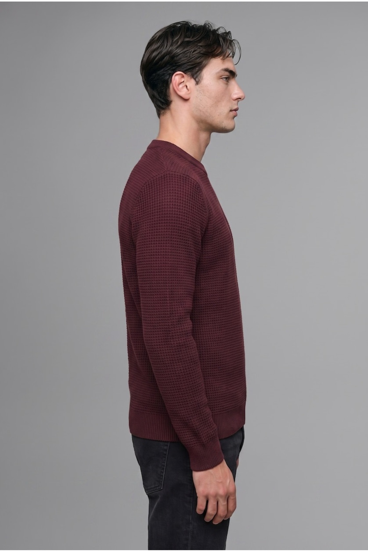پلیور استاندارد Fit Crew Neck Basic H8887AX26AU — زرشکی — تصویر 3 از 5