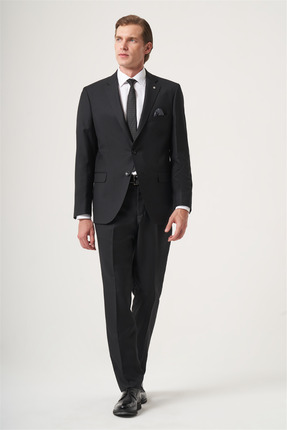 İmza Siyah Mono Yaka 6 Drop Comfort Fit Tam Astar Takım Elbise 1001260179