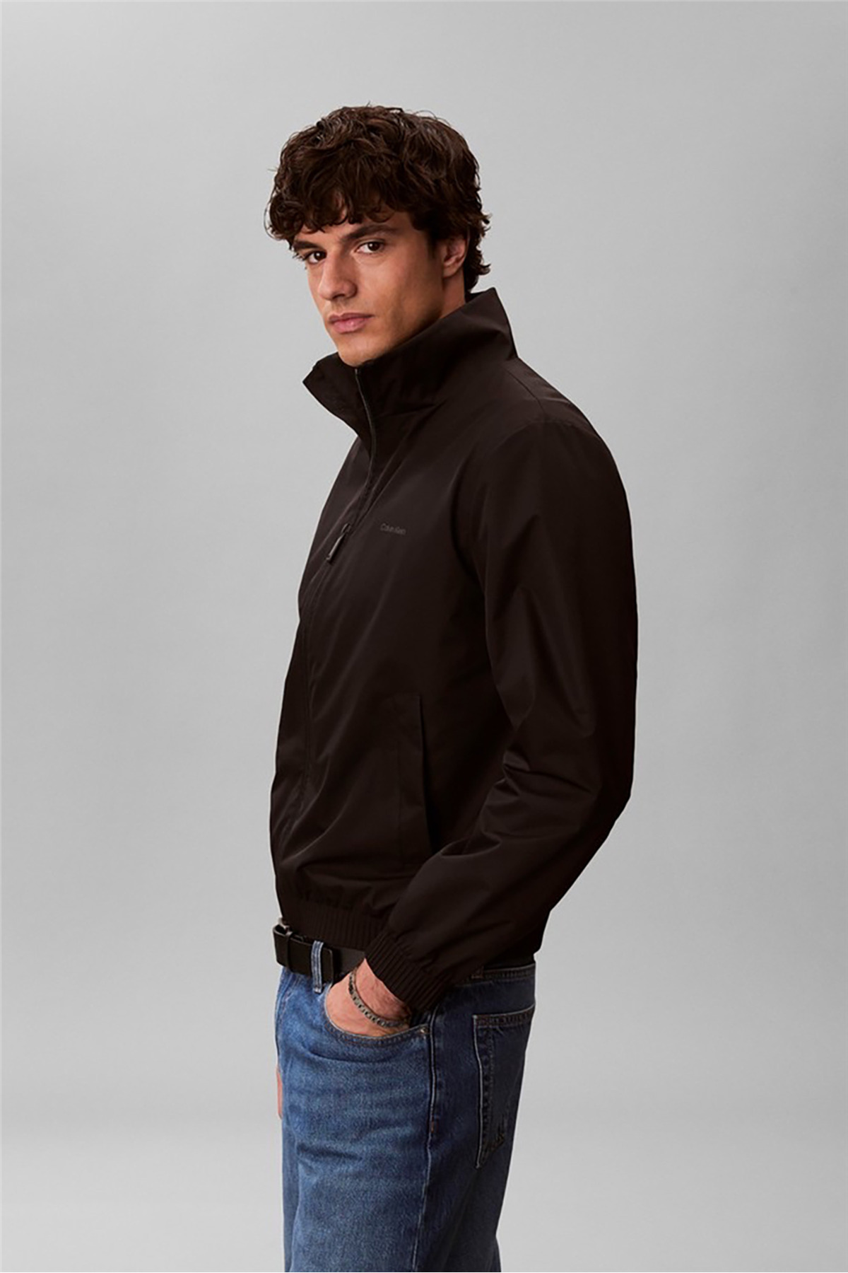 بادگیر مردانه یقه پایه نایلونی LS Windbreaker مشکی — مشکی LV04LF515G — تصویر 4 از 6