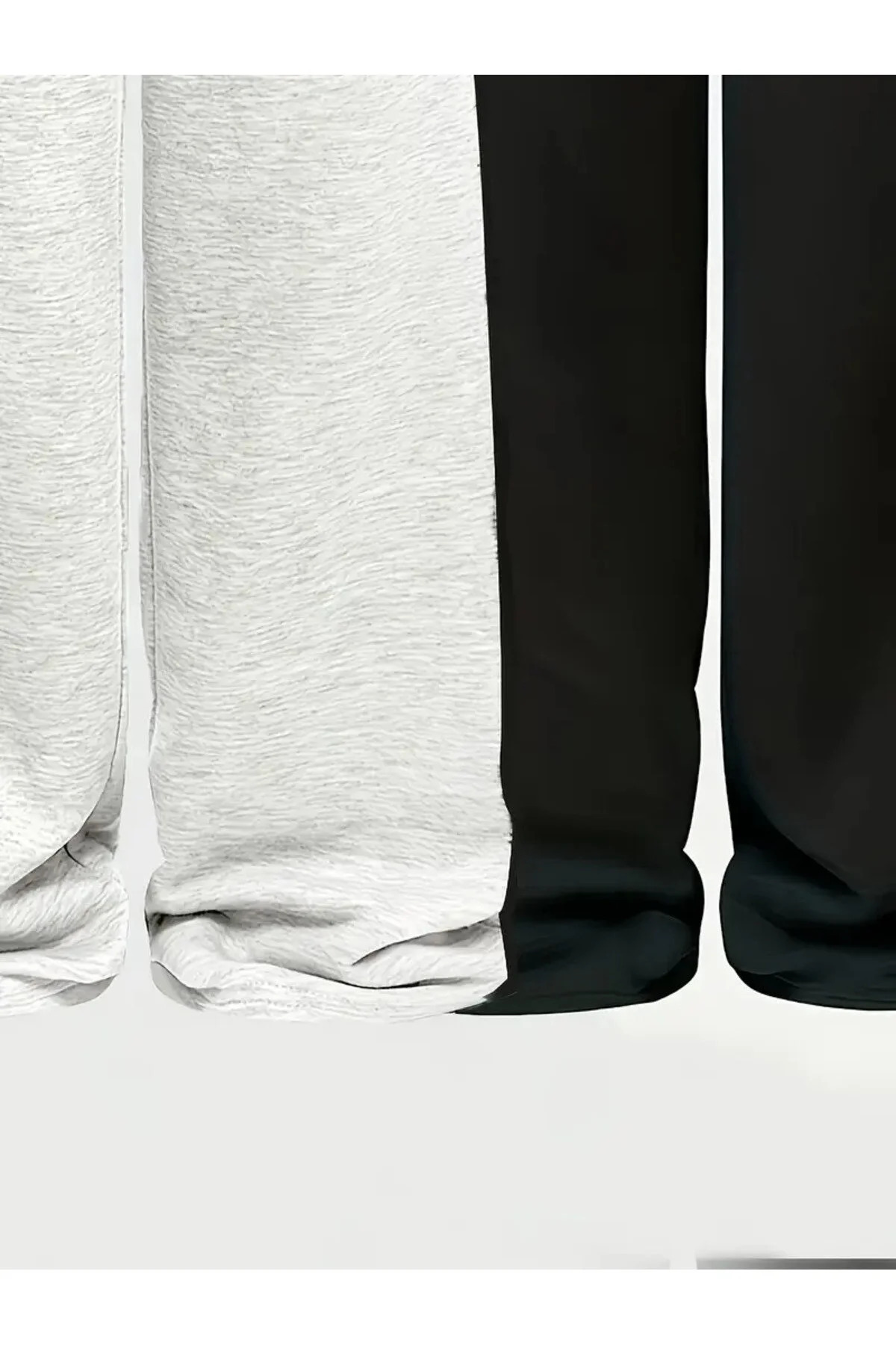 Machetta Unisex Mevsimlik 2'li Eşofman Altı Siyah + Gri Bol Paça Baggy görsel 3