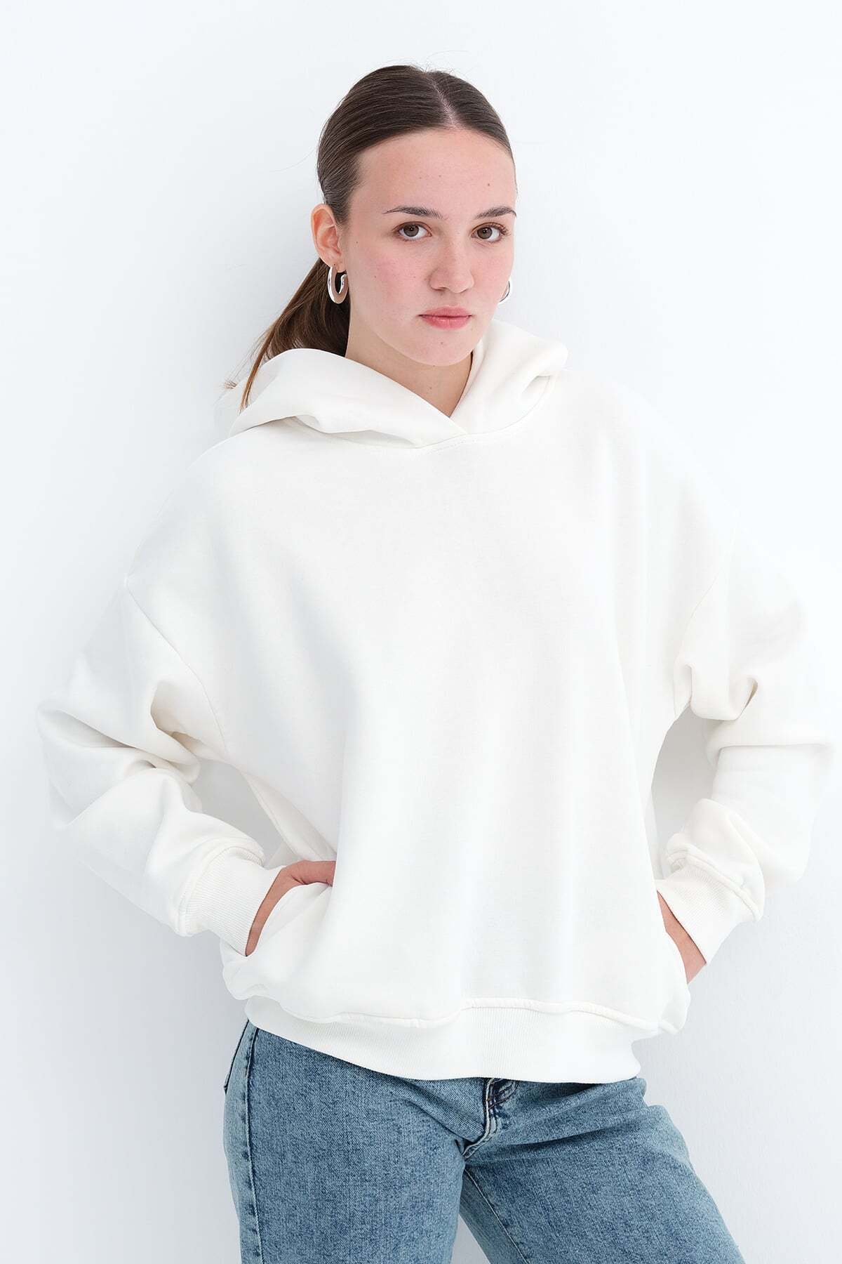Addax Kapüşonlu Şardonlu Sweatshirt S1862