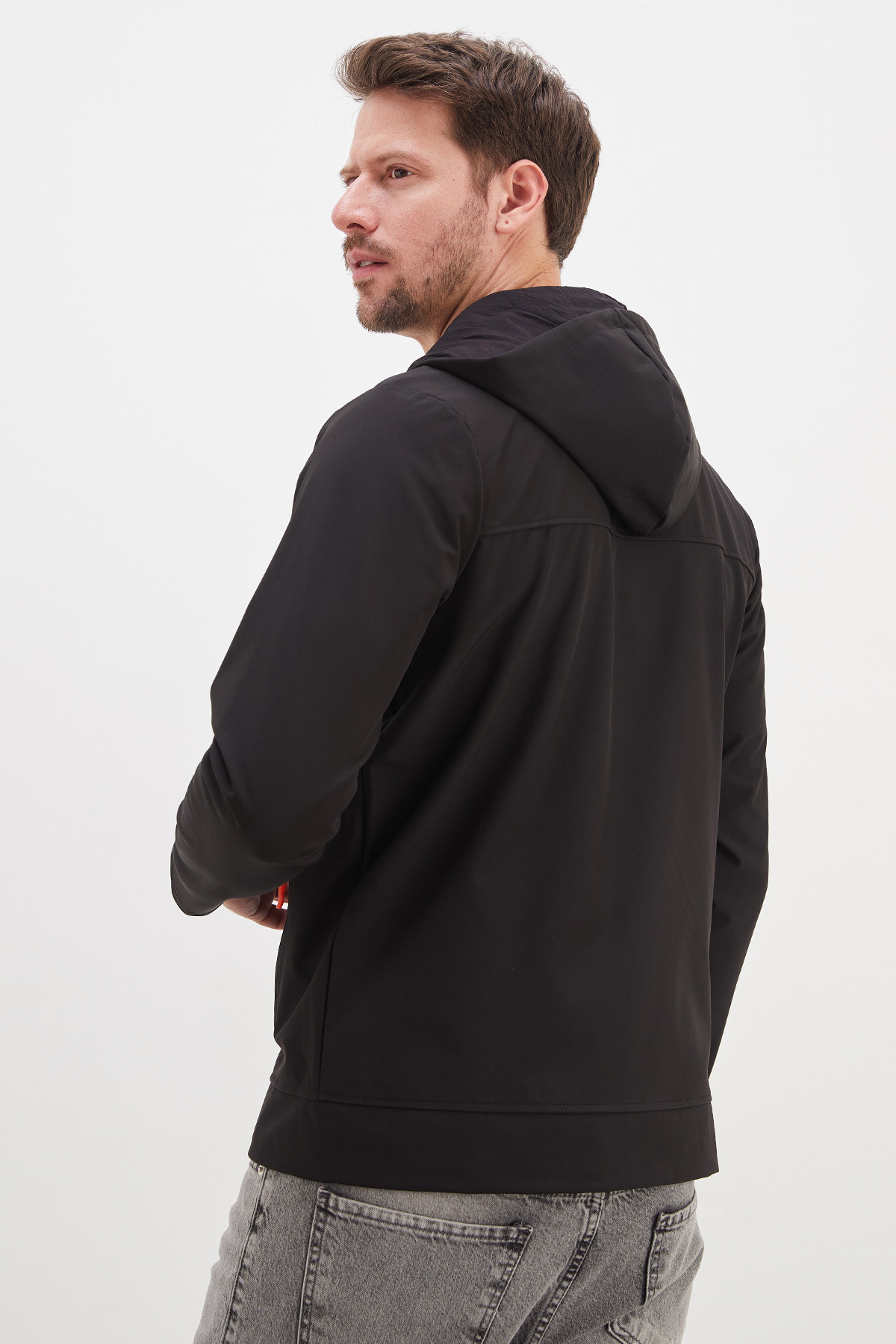 ژاکت زیپ دار کلاه دار Softshell — مشکی 27KERK6045144275 — تصویر 8 از 8