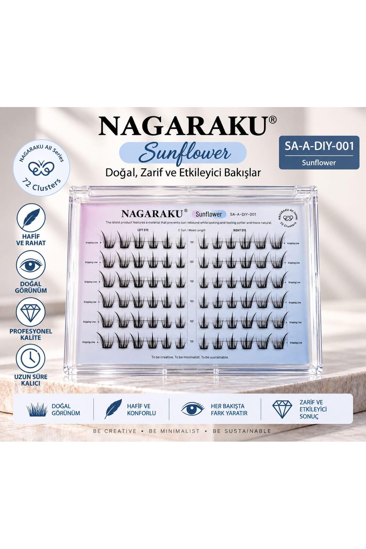 Nagaraku Takma Kirpik Çeşitleri Varyantlı 53 Model — سفید GZLNAGA1
