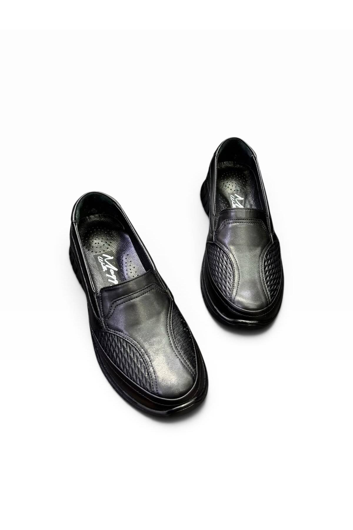 İYİSİNDEN SHOES Hakiki Deri Kadın Anne Ayakkabısı - Kemik Çıkıntısına Uygun - Ortopedik Taban Kaydırmaz Kauçuk Taban Rahat Kalıp görsel 5