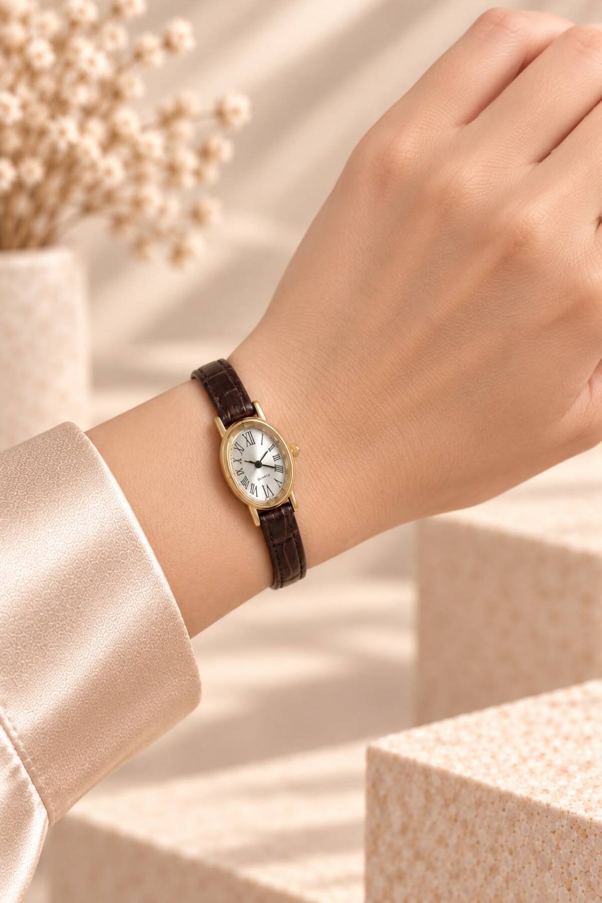 YUESSE Minimal Vintage Retro Siyah Kahve Taba Krem Deri Kordon 20mm Kol Saati görsel 3