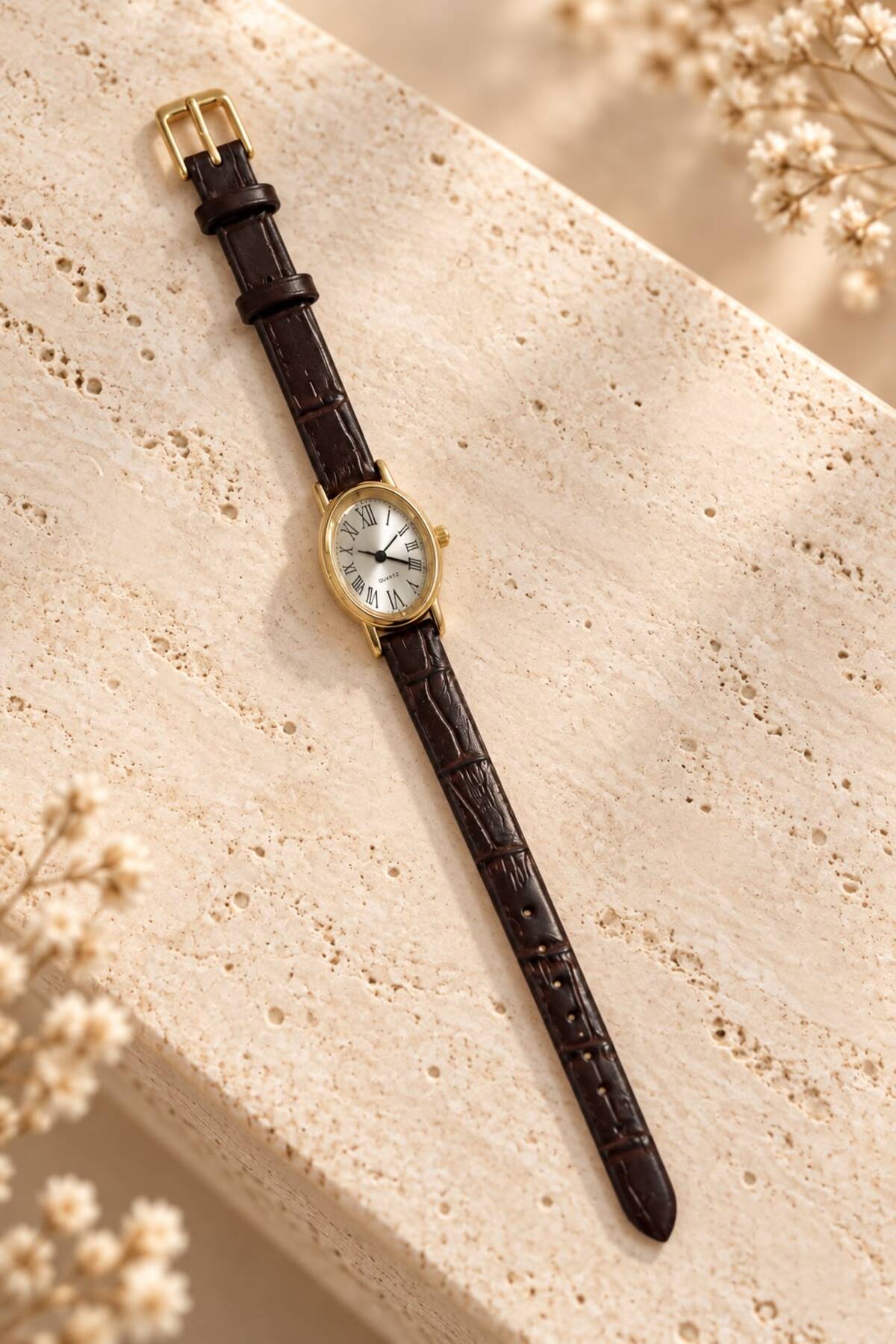 YUESSE Minimal Vintage Retro Siyah Kahve Taba Krem Deri Kordon 20mm Kol Saati