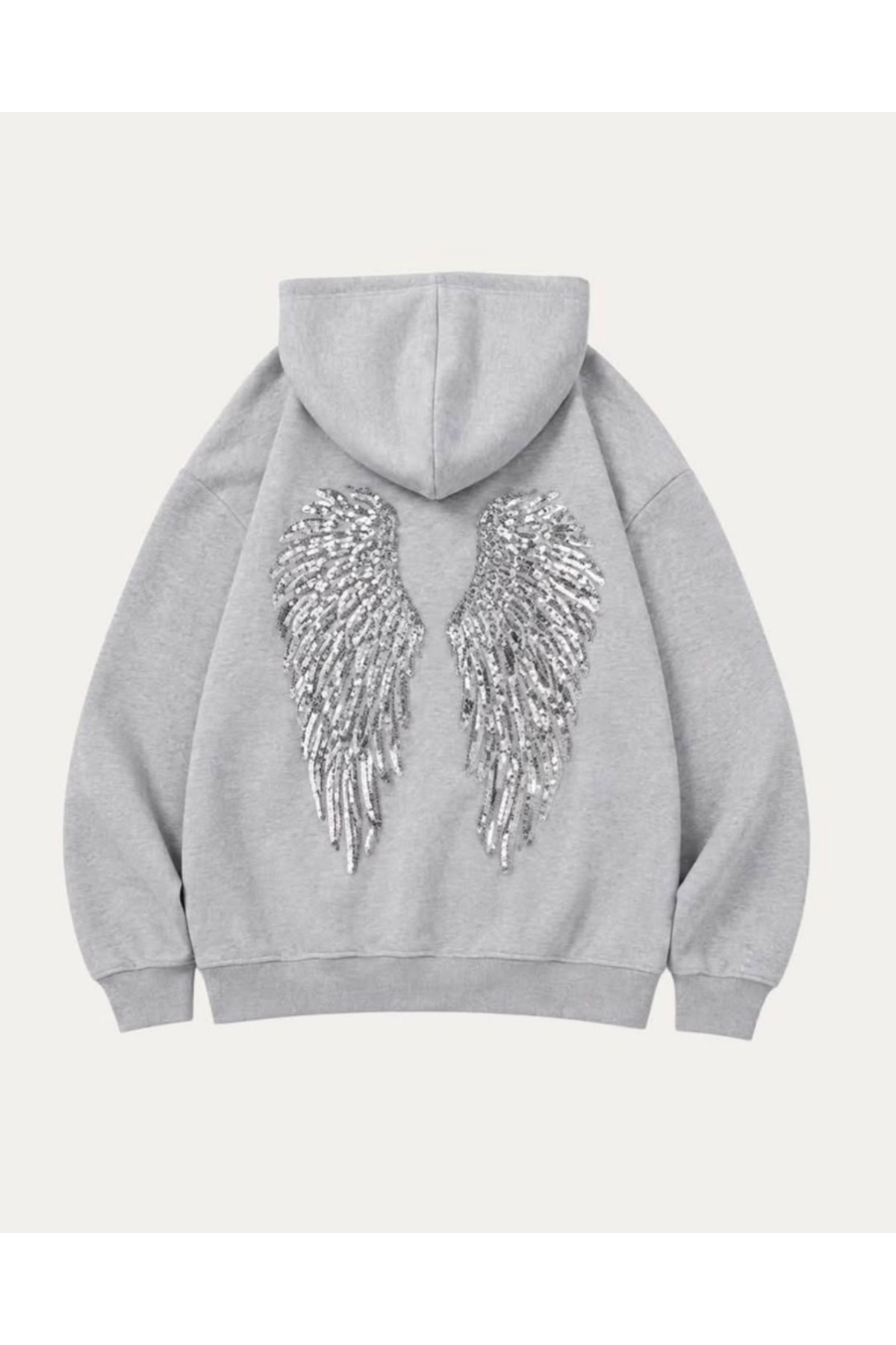 Toum Pul Detaylı Sırt Kelebek İşlemeli Hoodie Sweatshirt görsel 2