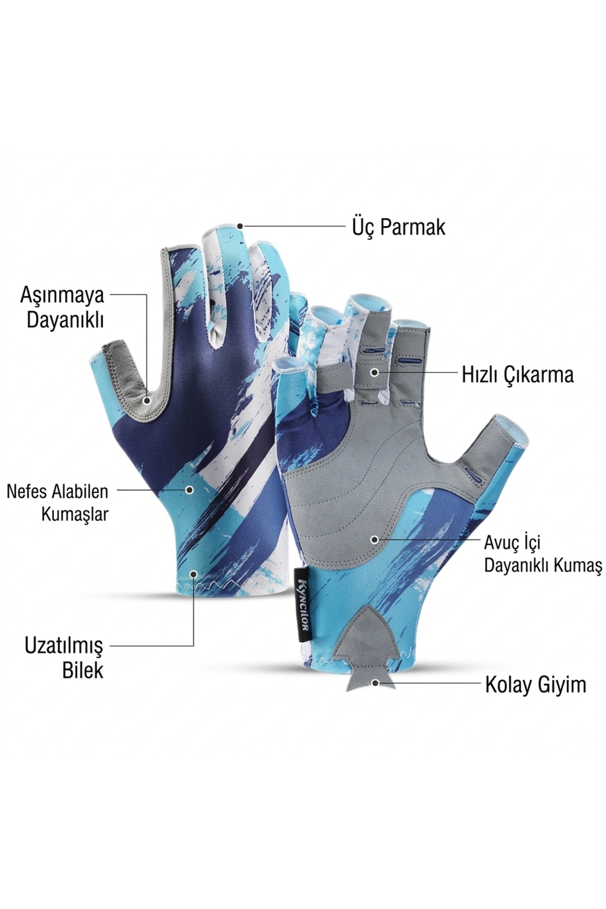 Stavye Parmaksız Balıkçı Eldiveni UV Güneş Korumalı Kaymaz Nefes Alan Hızlı Kuruyan Unisex Outdoor Eldiven görsel 4