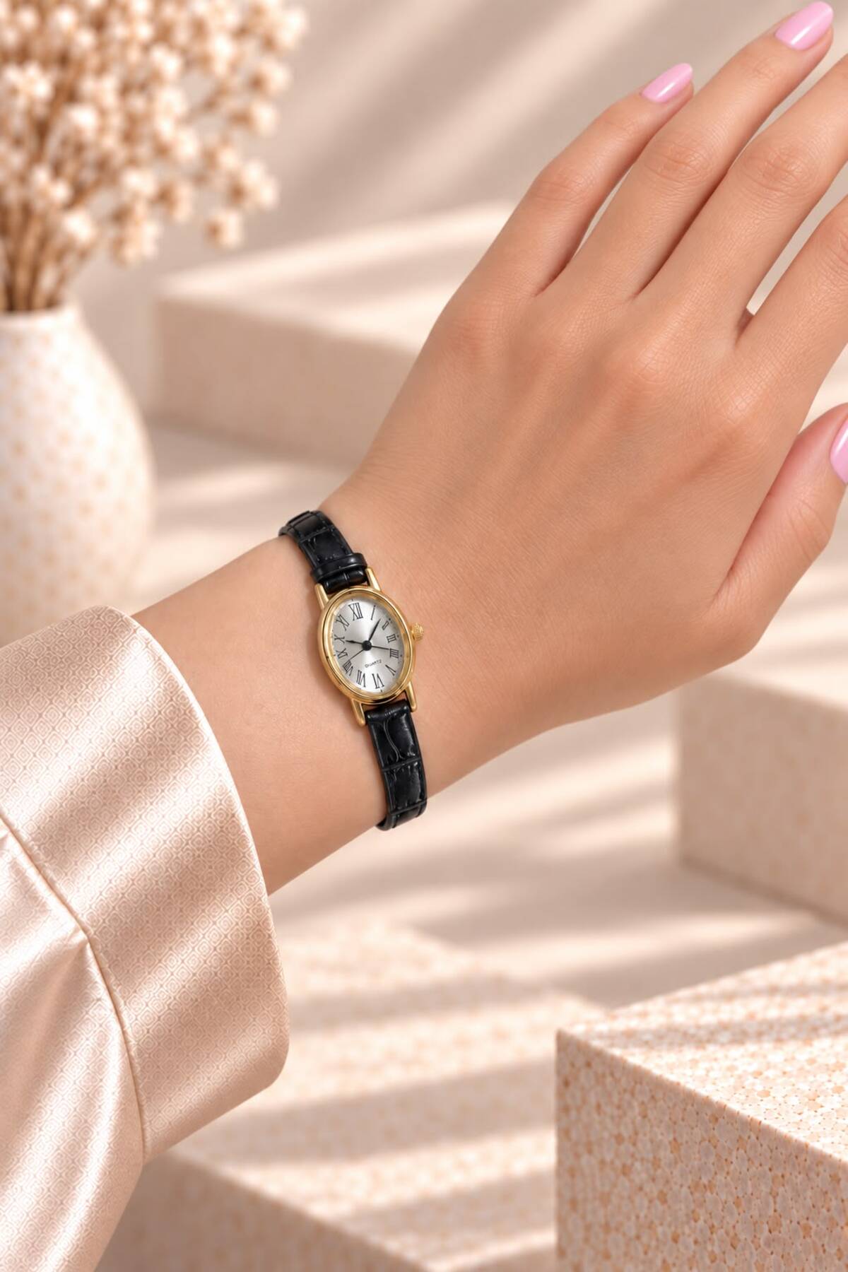 YUESSE Minimal Vintage Retro Siyah Kahve Taba Krem Deri Kordon 20mm Kol Saati görsel 3
