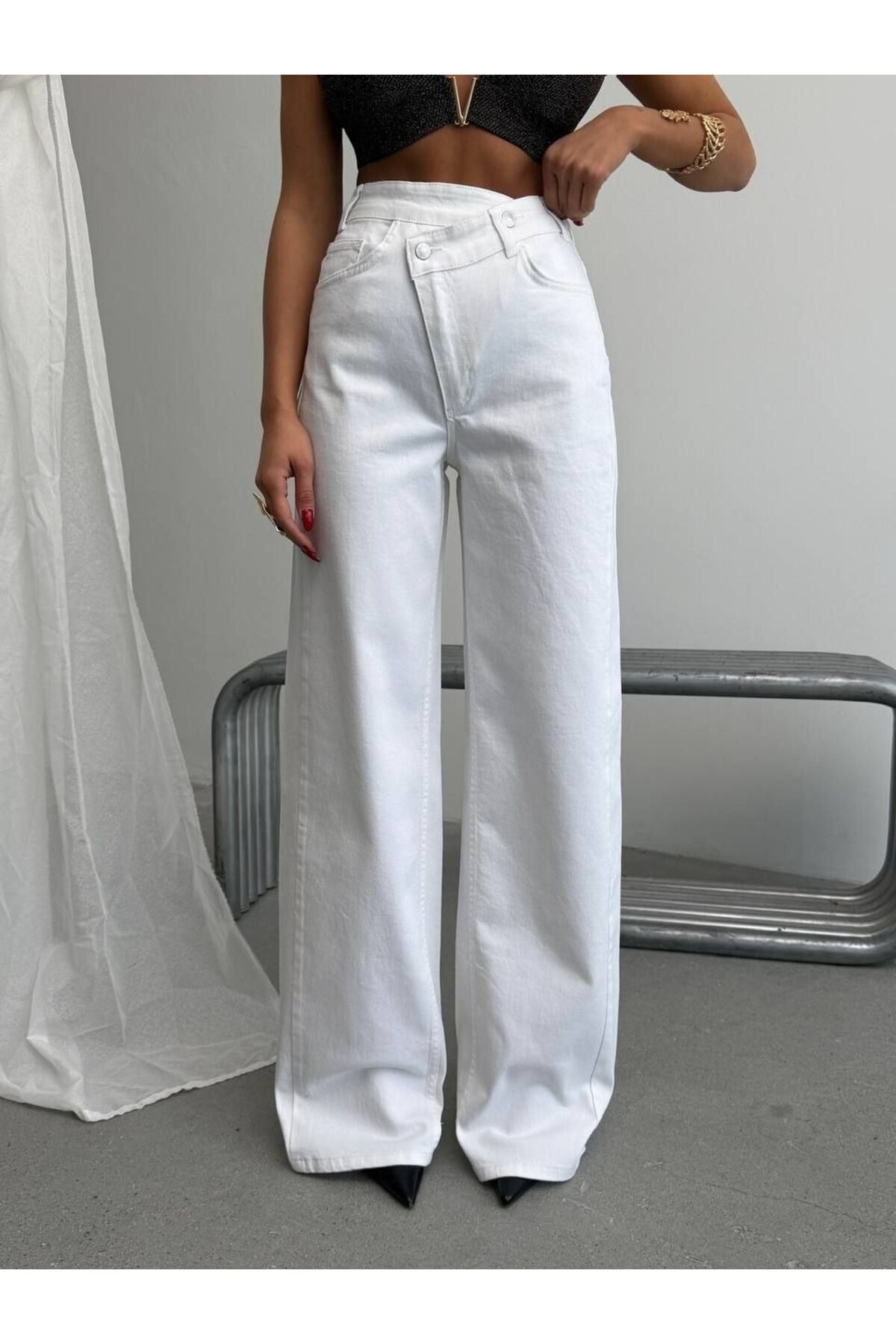 DENİKK Trend Special Design Washed Effect Wide Leg Cross-Closure