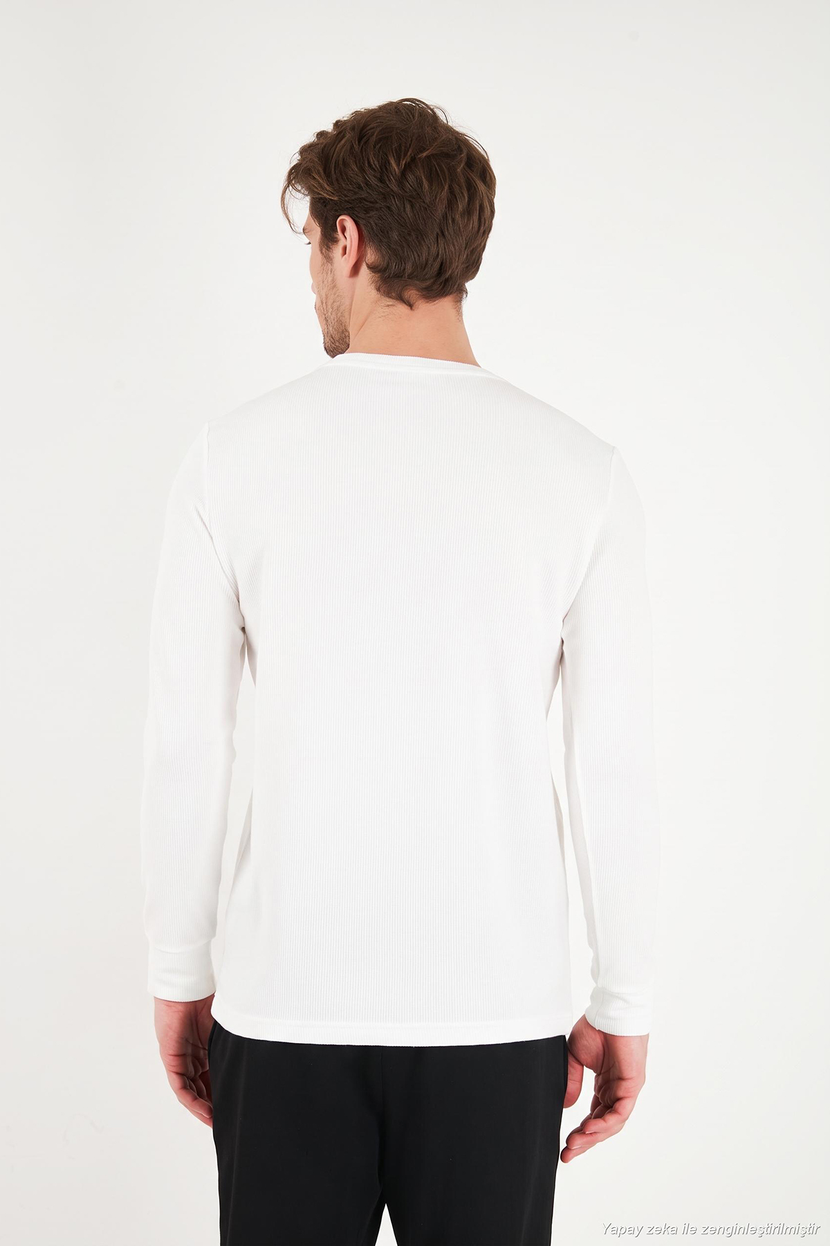 سویشرت مردانه یقه گرد دکمه دار نخی سایز معمولی SWEAT 5905852 — اکرو — تصویر 7 از 7