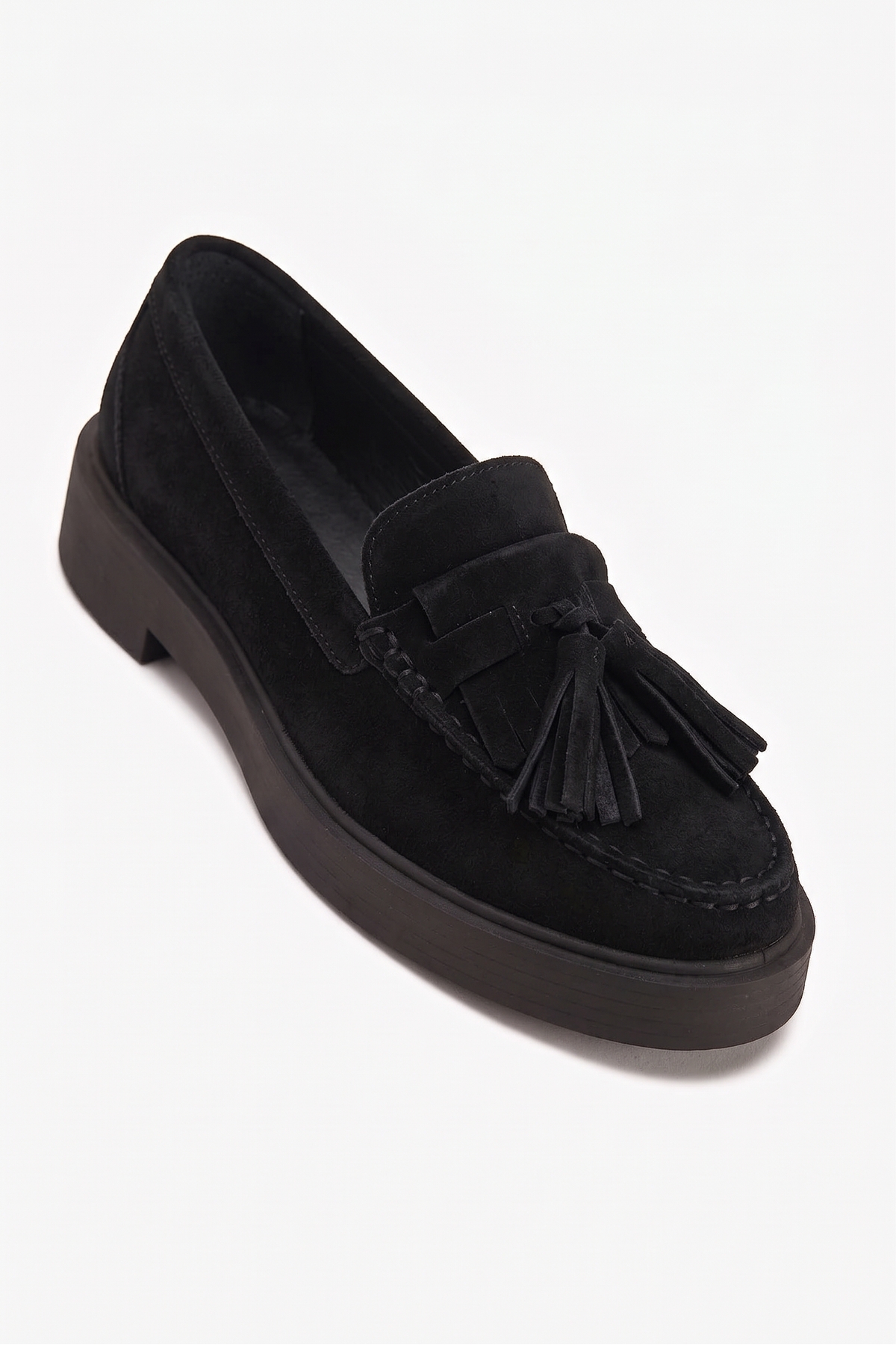 کفش loafer زنانه مشکی چرم سوئدی اصل با پاپیون و کفی ضخیم
