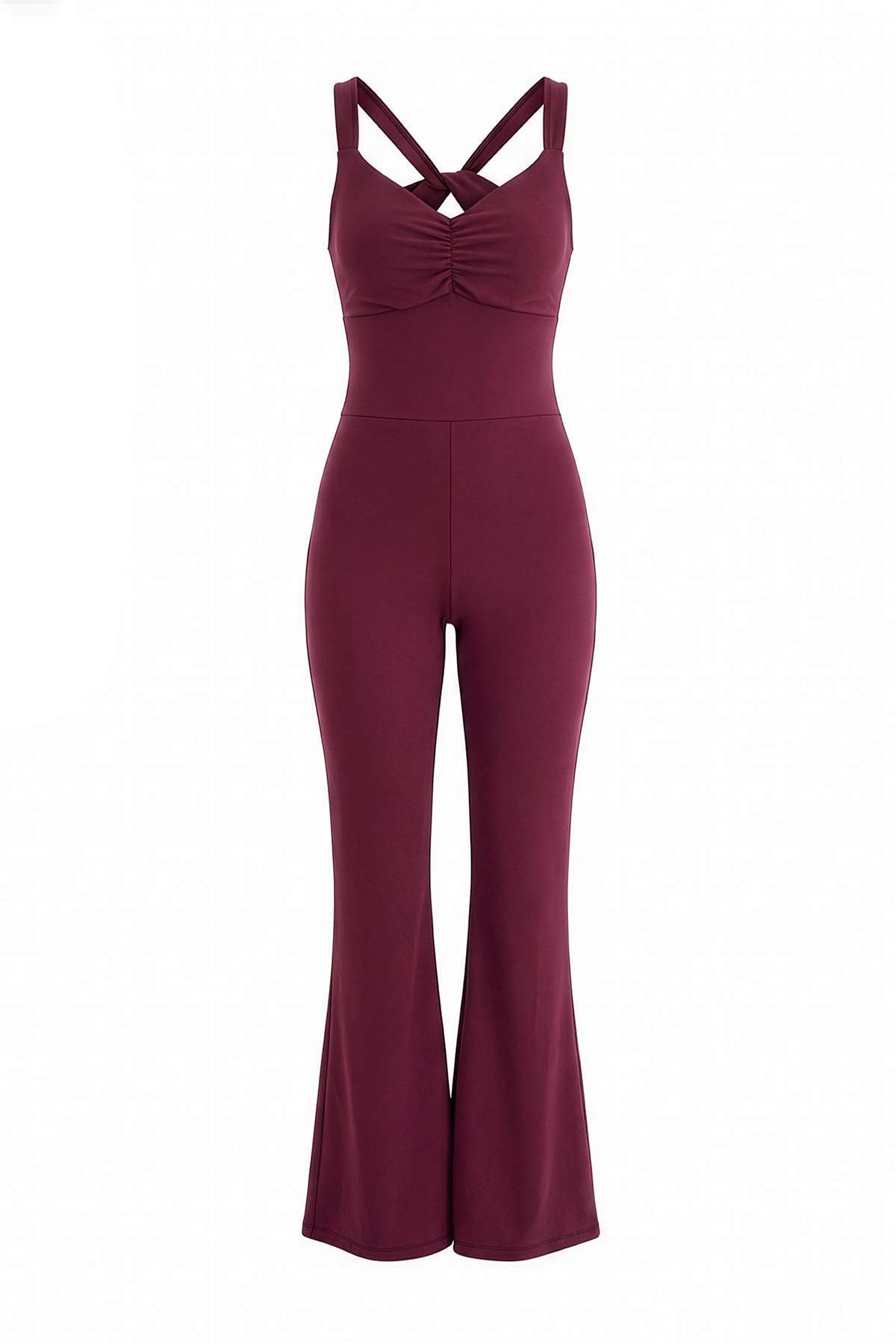 Trendyolmilla Mürdüm 78% Polyester,22% Elastan Düz Fırçalı Scuba Sportswear Tulum THMAW27TU00001