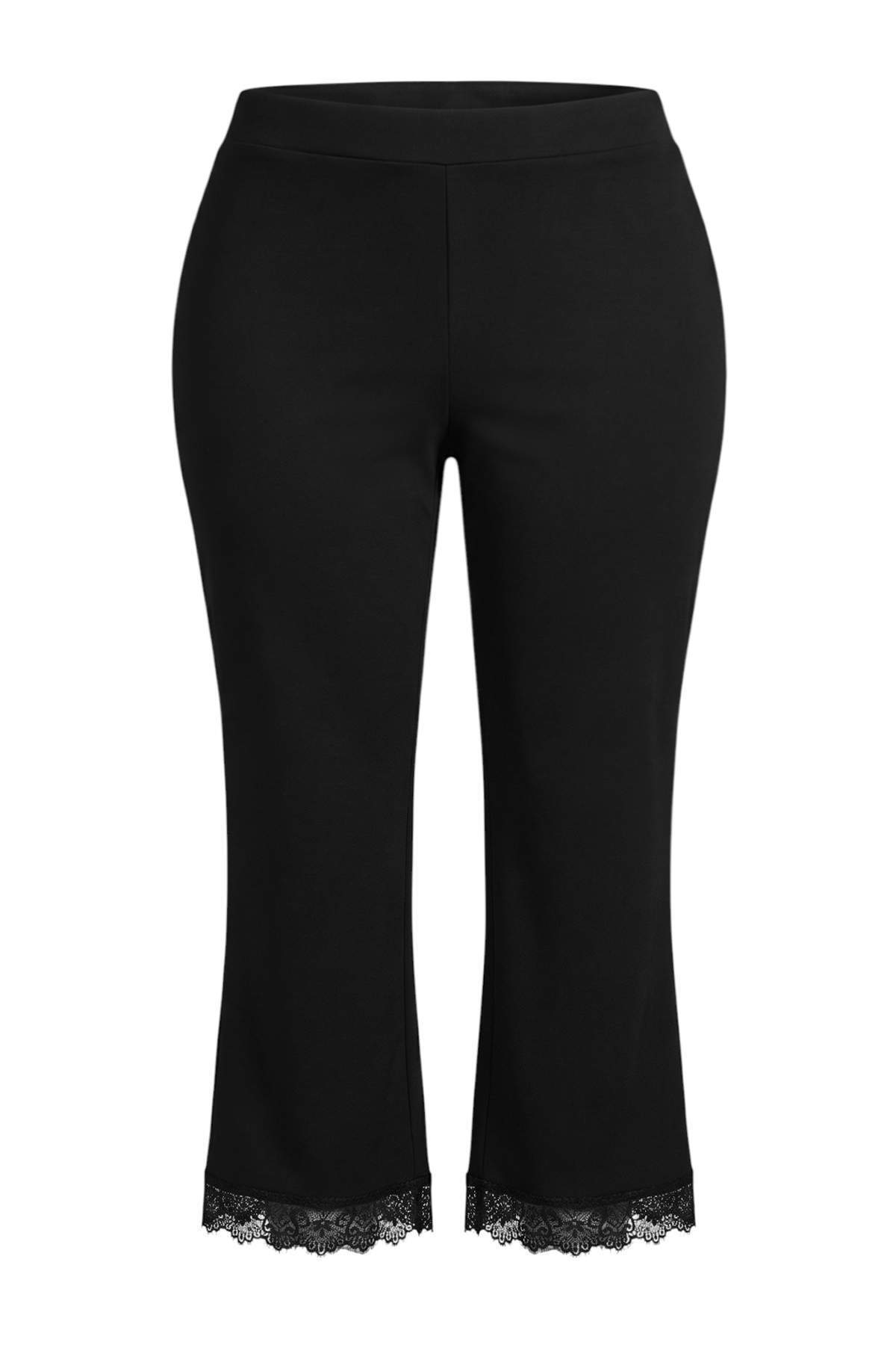 Trendyolmilla Curve Siyah Lastikli Yüksek Bel Flare Büyük Beden Örme Pantolon TBBAW27AR00032