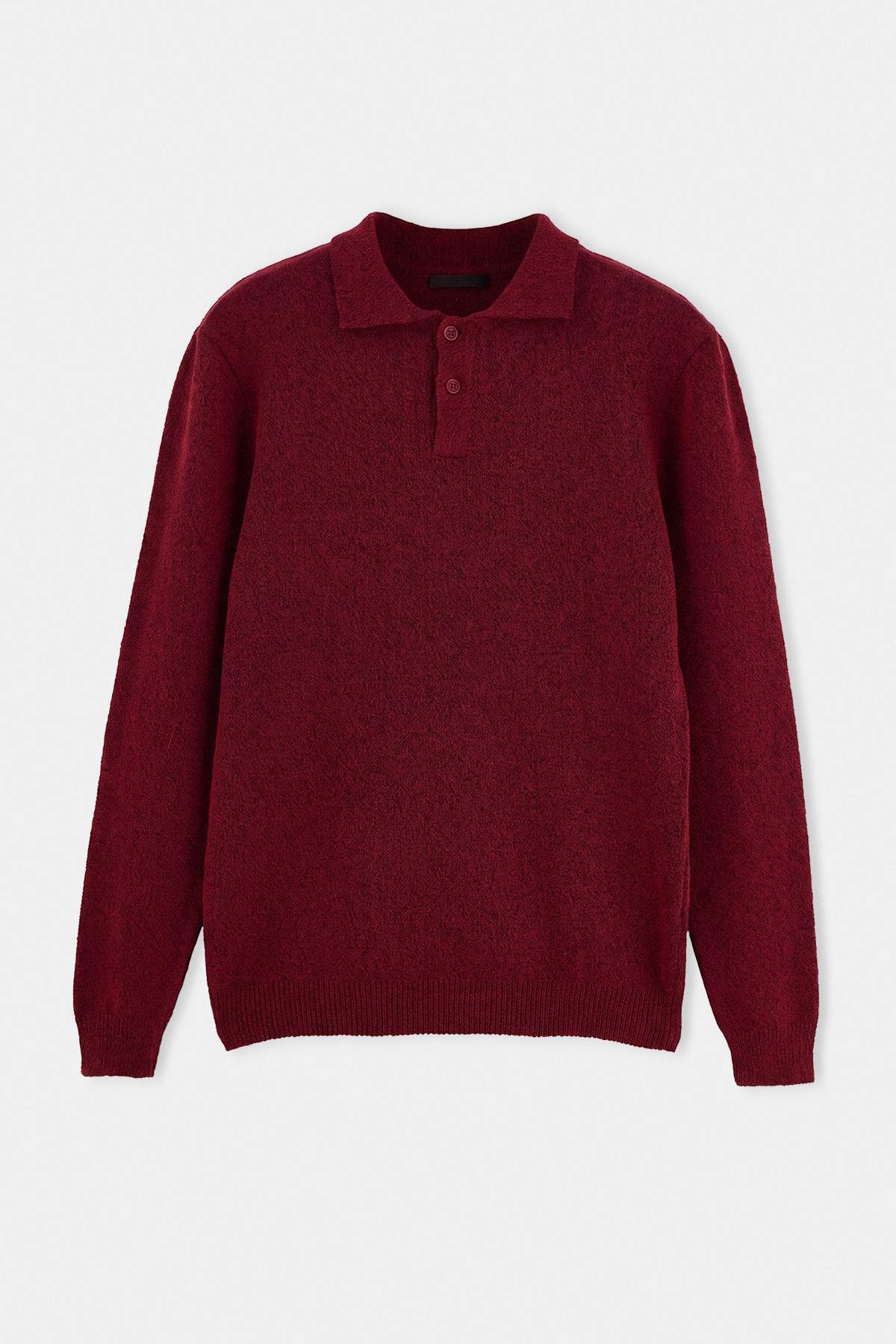 Trendyolmilla Man Bordo Regular Polo Yaka Dokulu Kazak TMNAW25KZ00078