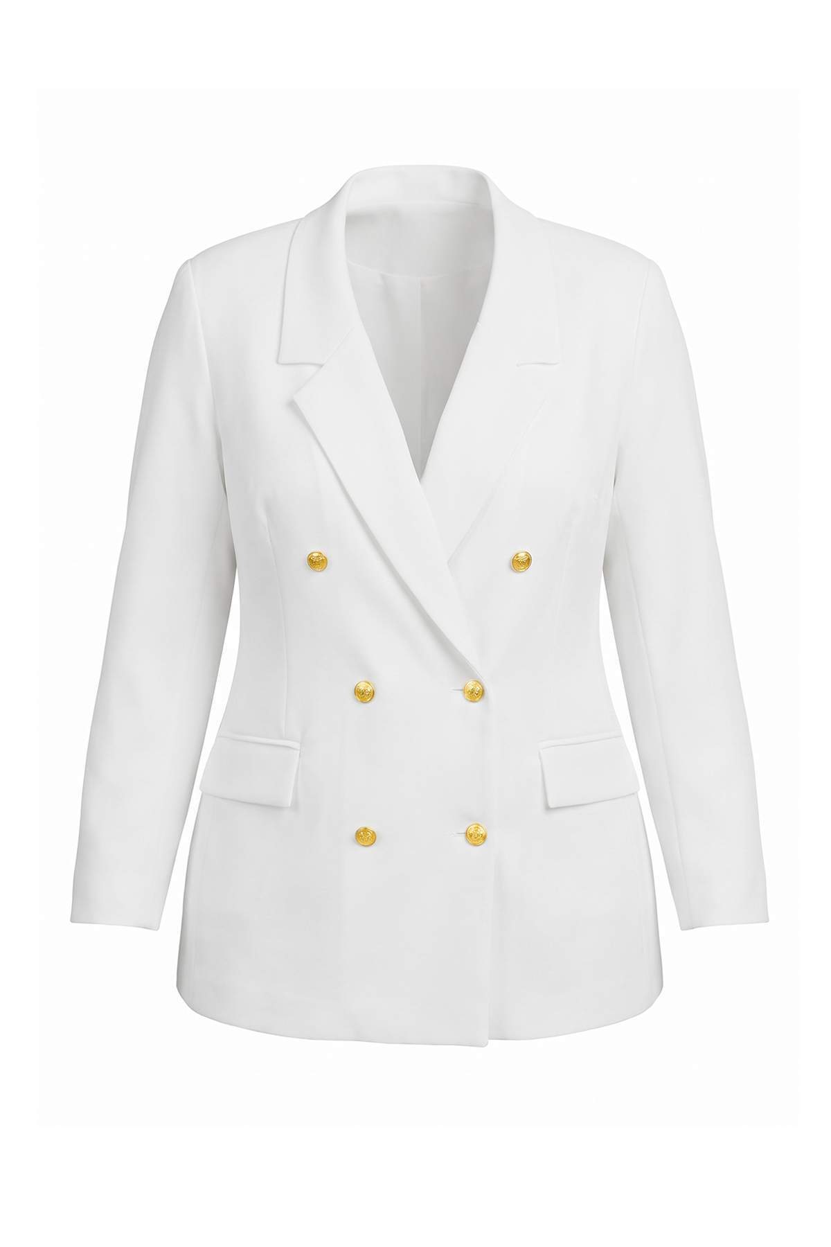 Trendyolmilla Curve Ekru Astarlı Kruvaze Kapama Dokuma Blazer Ceket TBBAW26AG00011