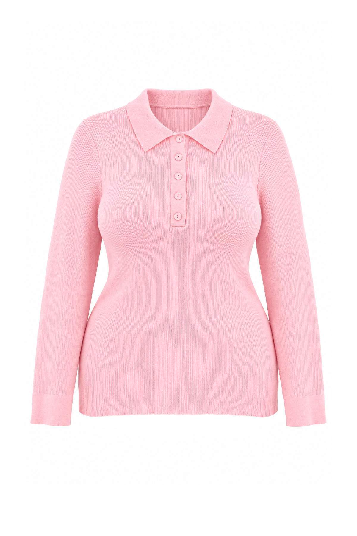Trendyolmilla Curve Wardrobe Essentials Pembe Premium İplik/Özel İplik Triko Kazak Büyük Beden TBBAW27AN00070