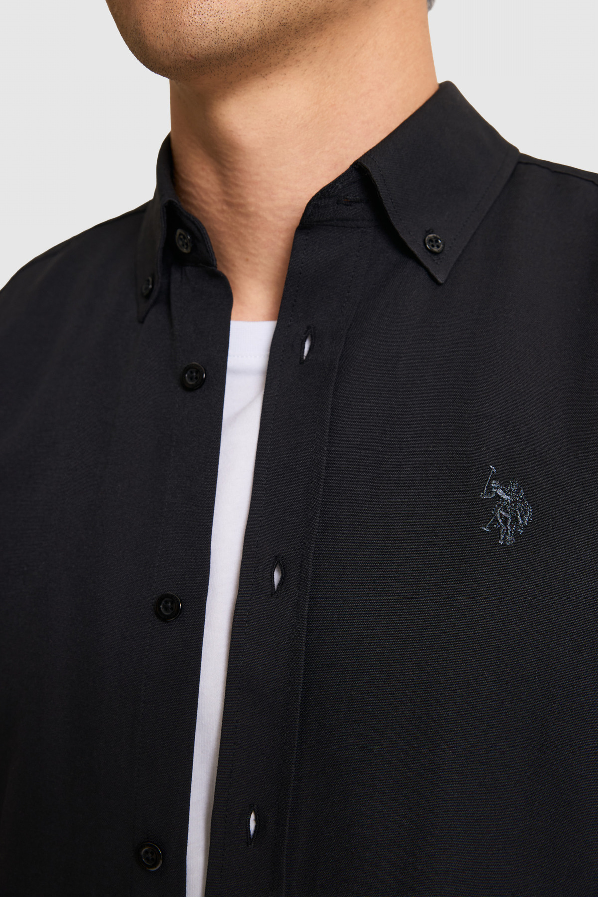 U.S. Polo Assn. Erkek Siyah Uzun Kollu Basic Gömlek 50324708-VR046 görsel 6