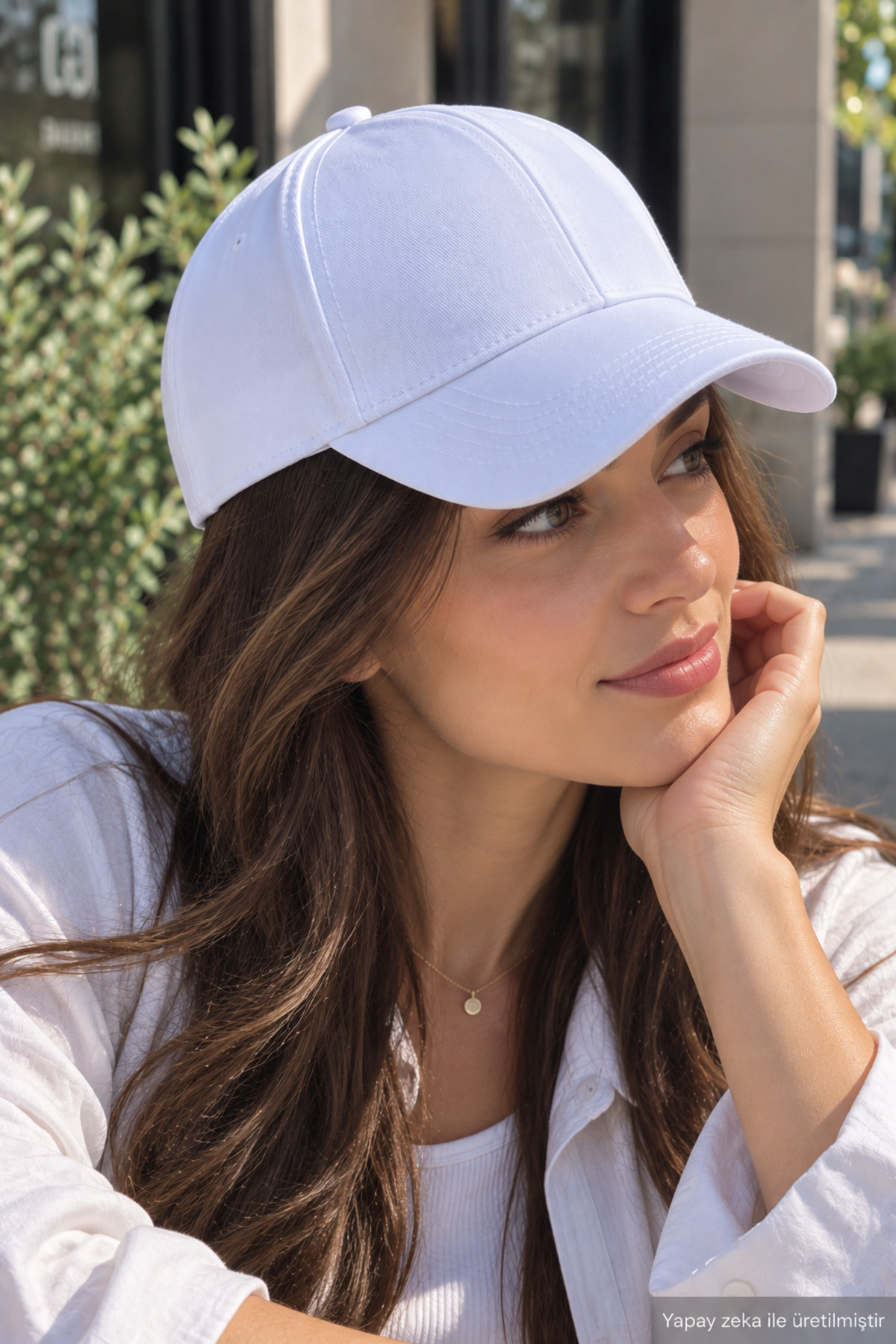 ZERAMİNE Beyaz Düz Baseball Şapka Arkası Cırtlı Ayarlanabilir Unisex Kep, Günlük Spor Basic Model Şapka görsel 4