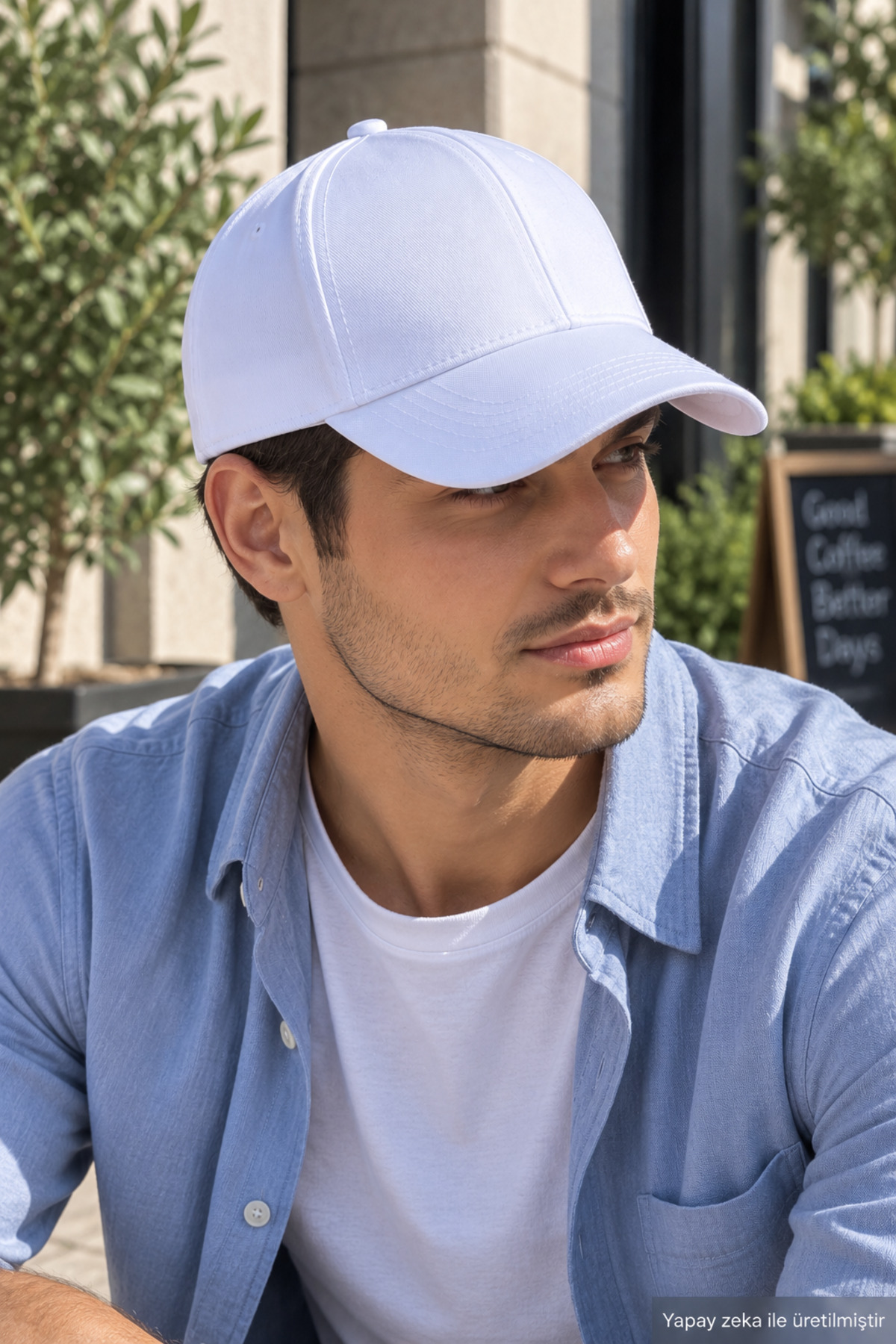 ZERAMİNE Beyaz Düz Baseball Şapka Arkası Cırtlı Ayarlanabilir Unisex Kep, Günlük Spor Basic Model Şapka görsel 2