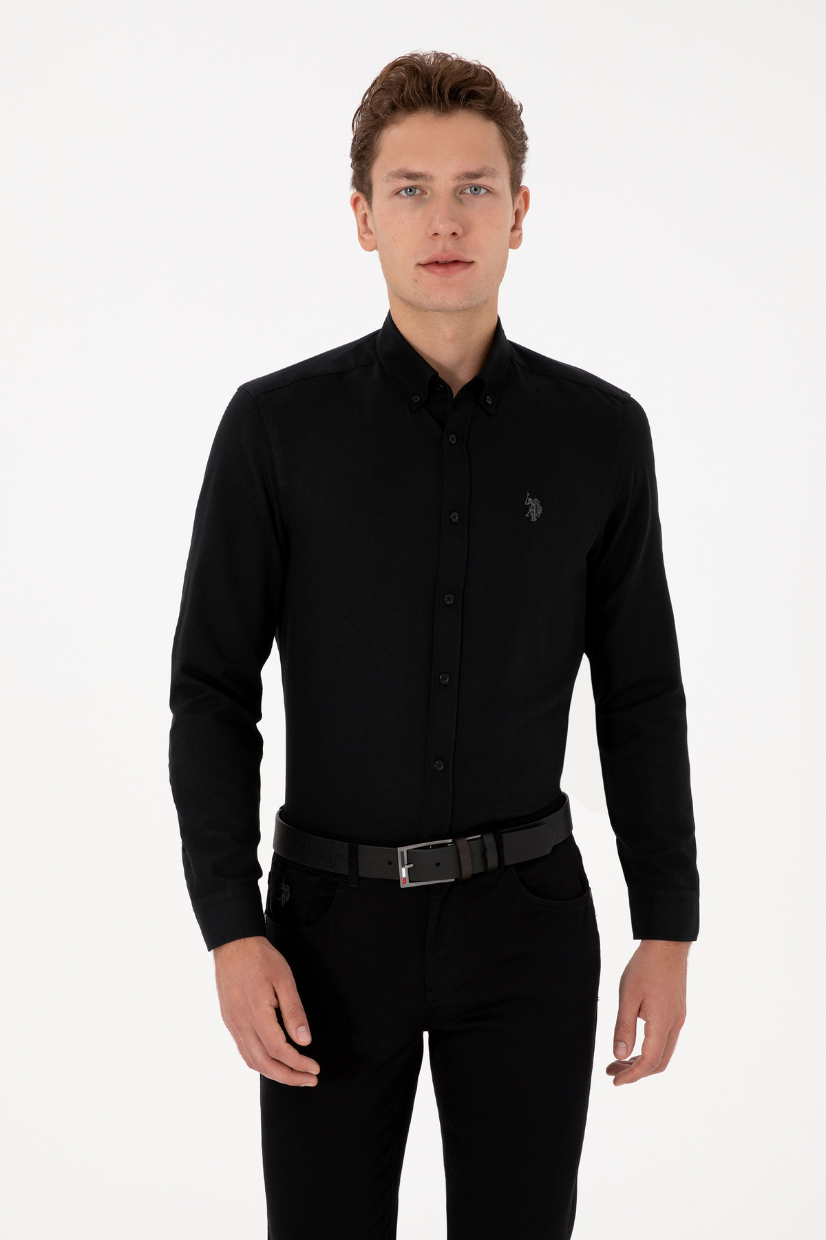 U.S. Polo Assn. Erkek Siyah Uzun Kollu Basic Gömlek 50324708-VR046 — مشکی