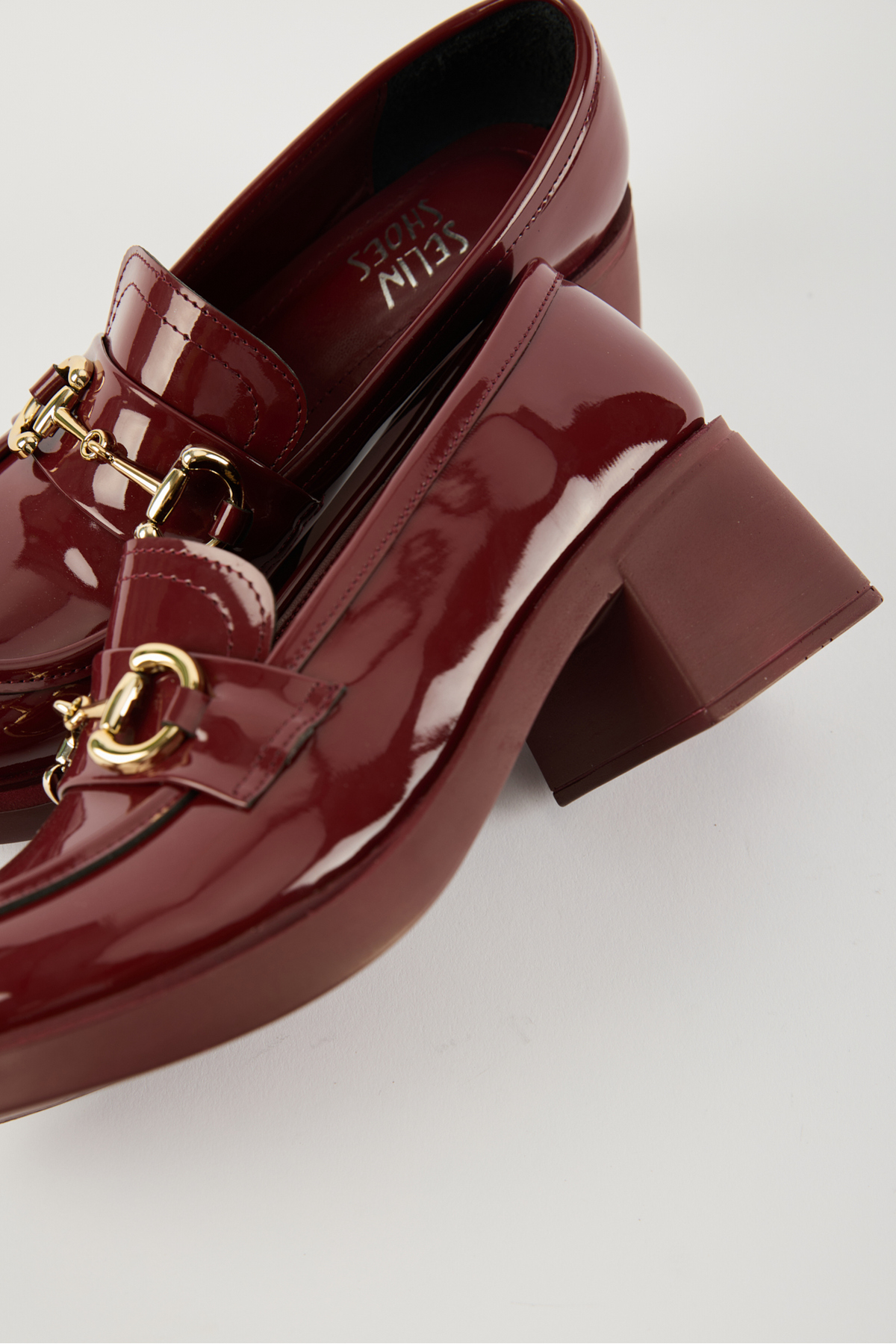 selin shoes HİLY Kadın Rugan Aksesuarlı Loafer- BORDO görsel 7