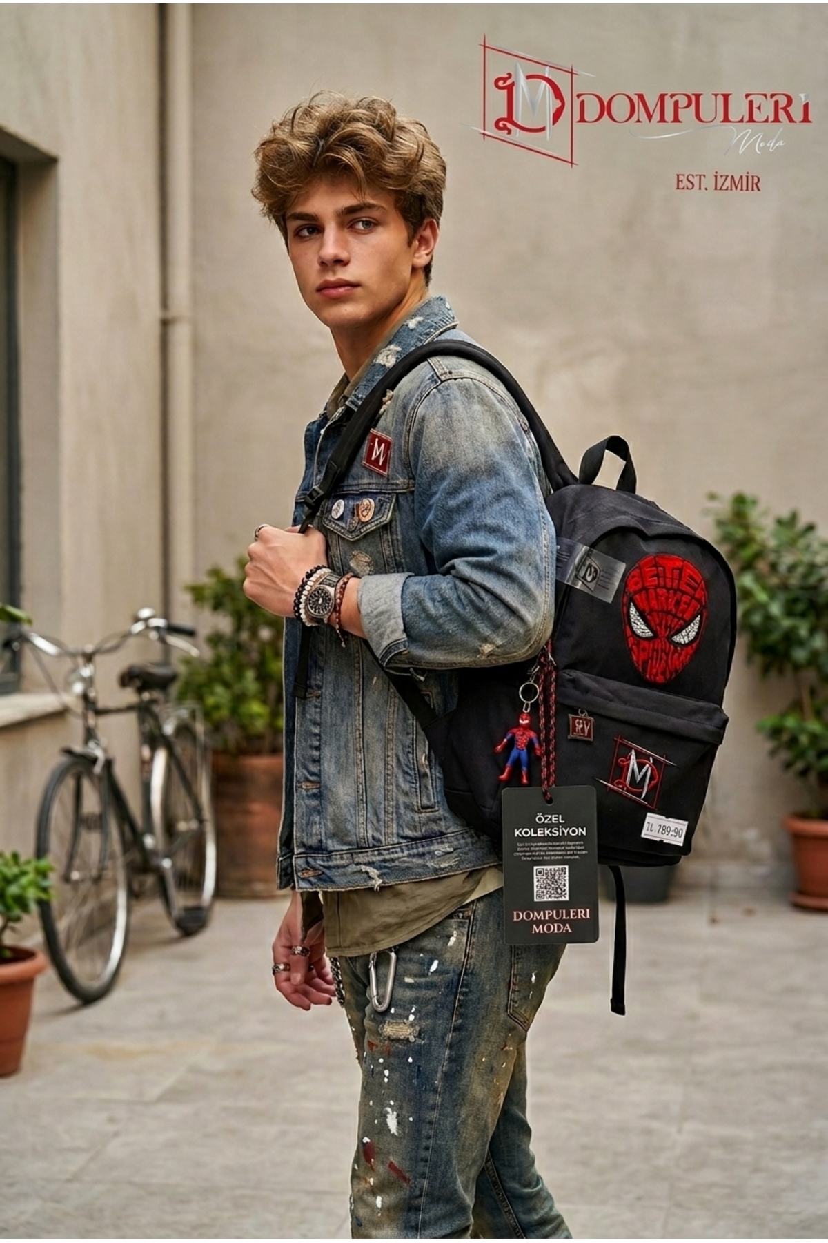 dompulerimoda Spider Baskılı Okul, Ders, Kurs, Dershane Unisex Siyah Sırt Çantası görsel 2