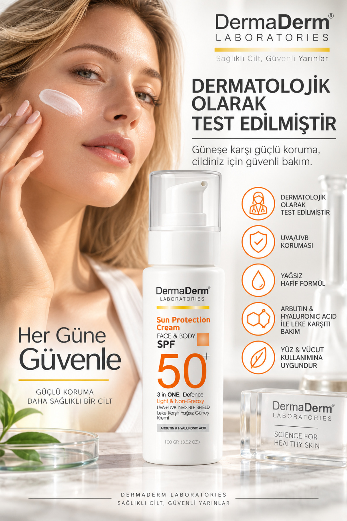 Dermaderm Yüz Güneş Kremi 100ml. ve Leke Karşıtı Serum 50ml. — H1343 — تصویر 3 از 8