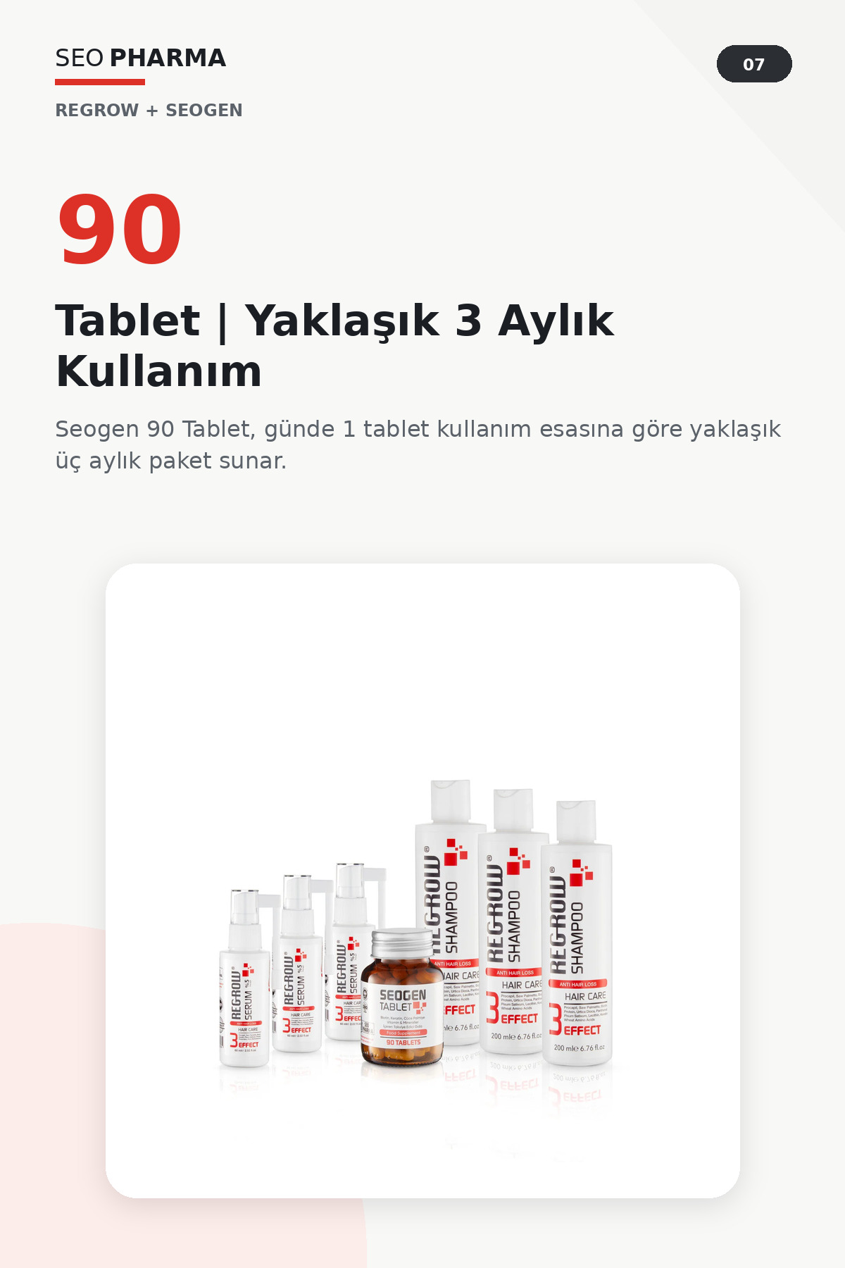 SEO Grow 3 Aylık Saç Bakım Seti | Günlük ve Saç Ekimi Sonrası 7 Parçalı Paket — 3 aylık — تصویر 7 از 8