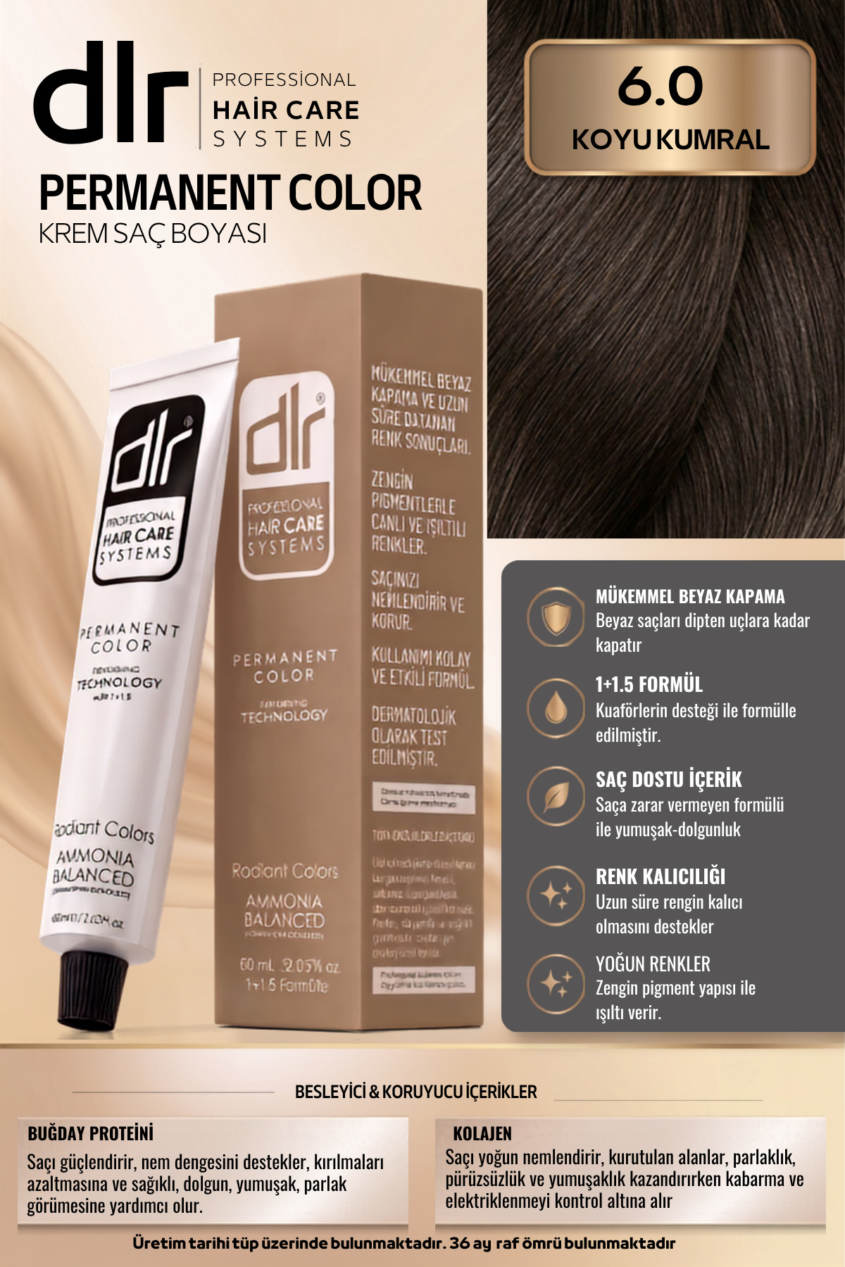 Color Saç Boyası 60ml 6.0 Koyu Kumral - Profesyonel Kuaför Kalitesinde Renk Ve Parlaklık! — نارنجی 52441235545