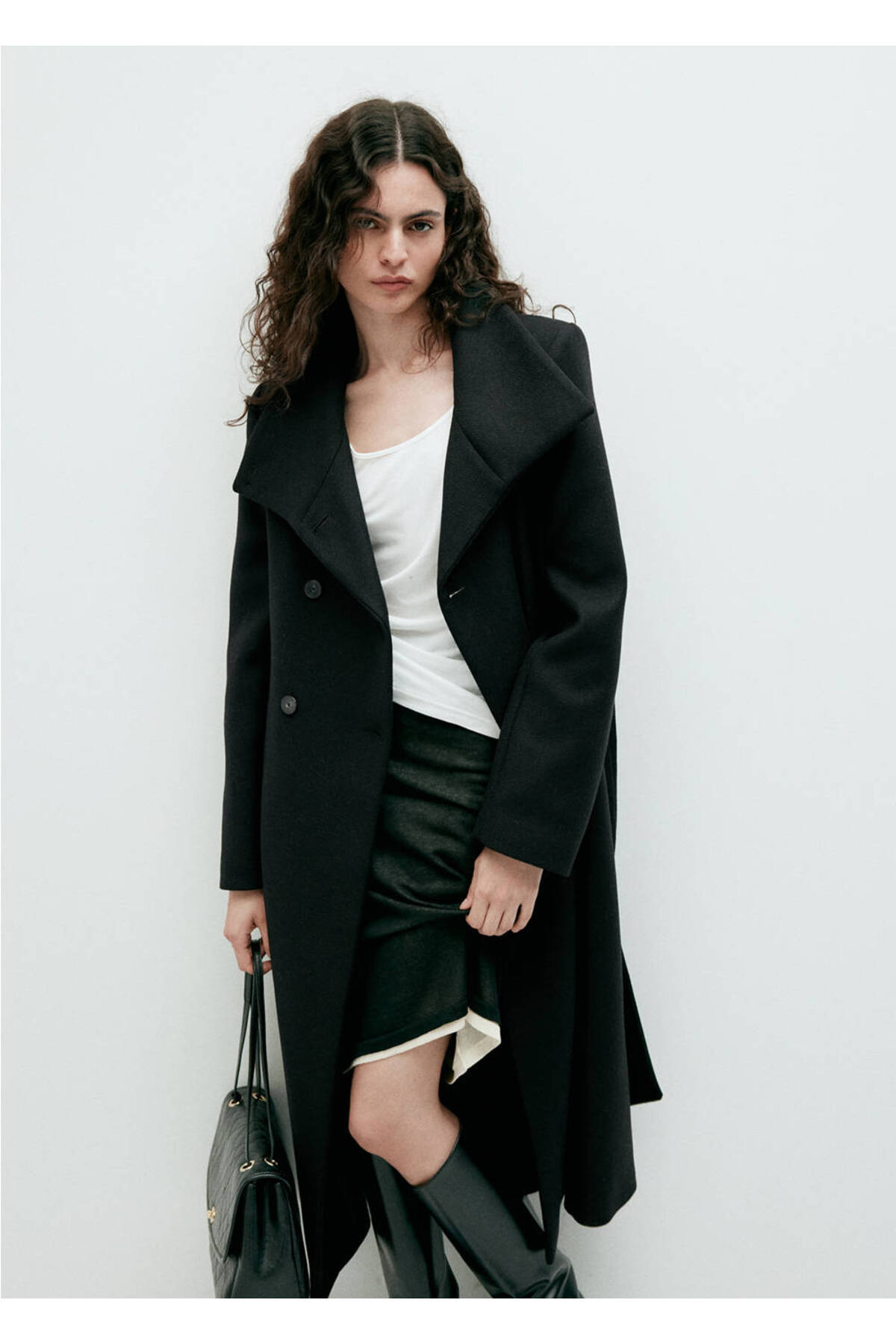 MANGO Woman Manteco wool funnel-neck coat