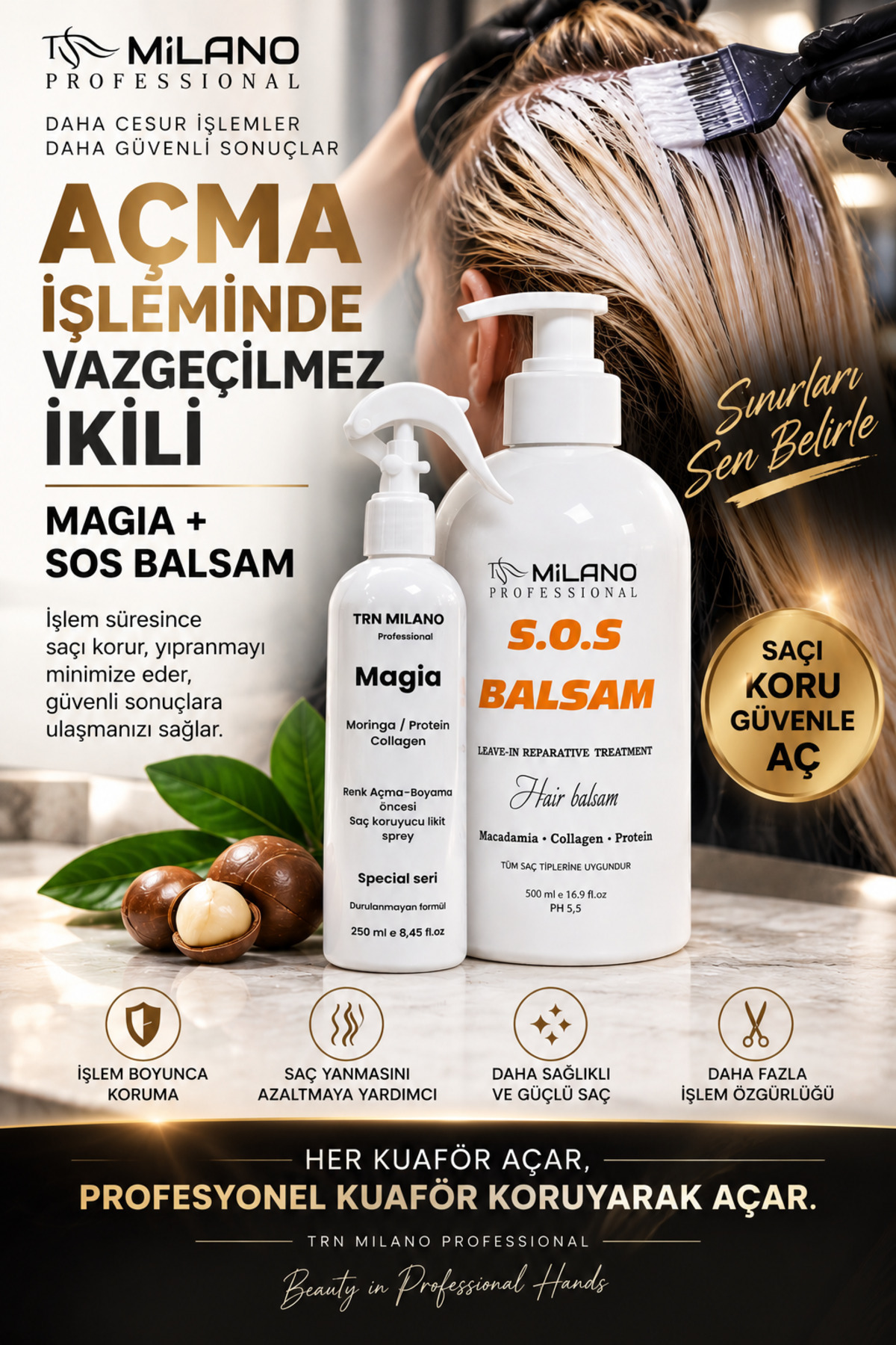 MAGİA SAÇ KORUYCU SPREY 250 ML VE 500 ML SOS BALSAM — MS1 — تصویر 2 از 7