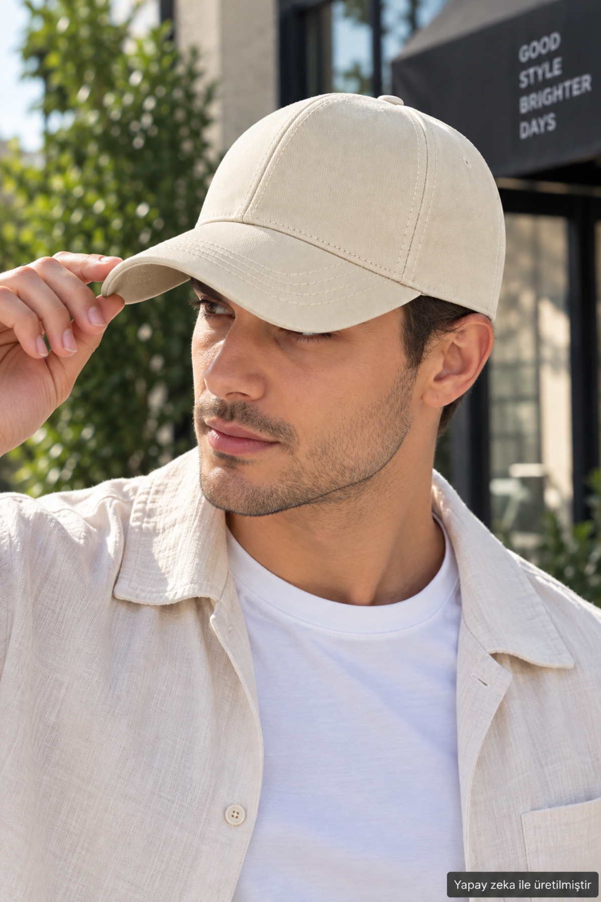 ZERAMİNE Krem Düz Baseball Şapka Arkası Cırtlı Ayarlanabilir Unisex Kep, Günlük Spor Basic Model Şapka görsel 2